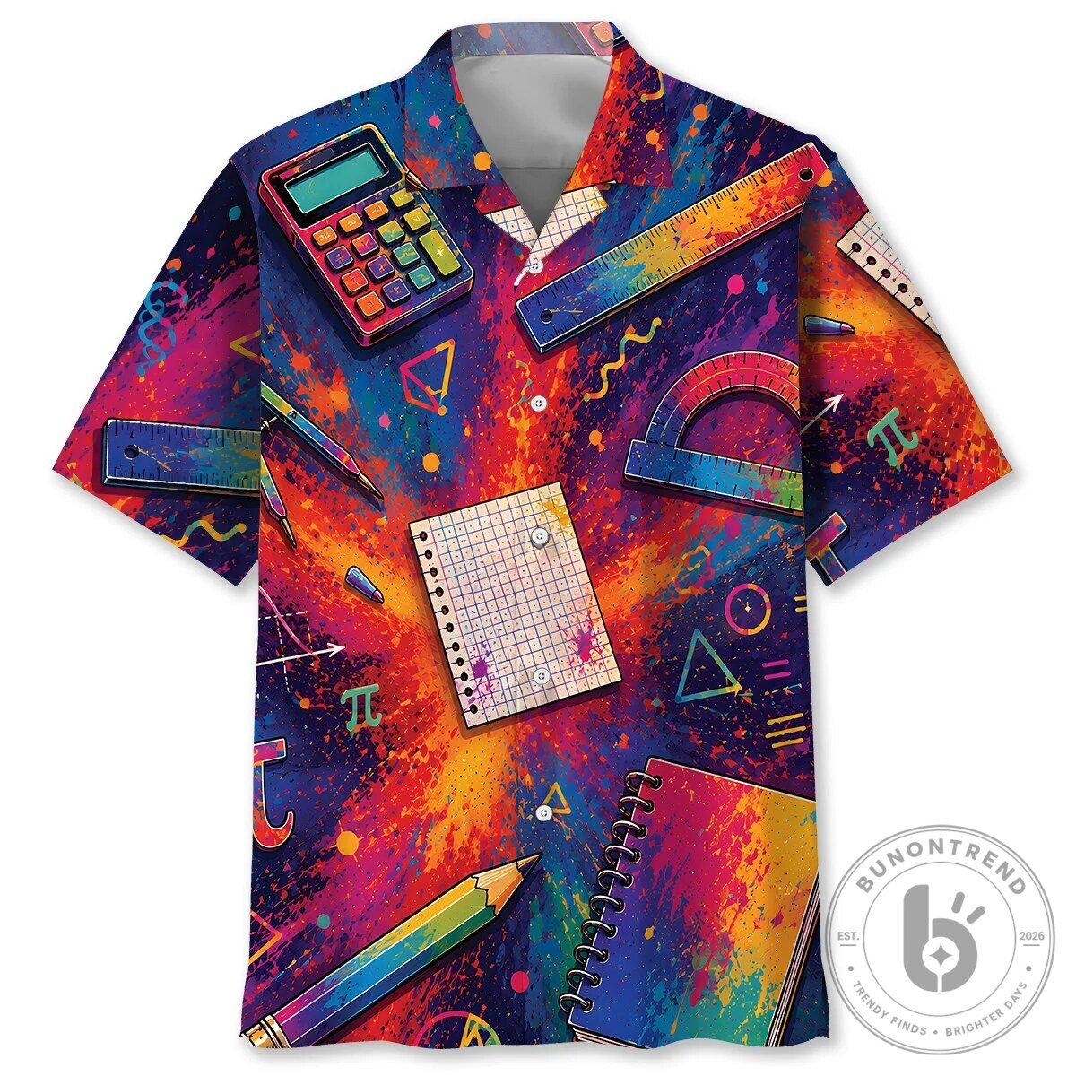 Colorful Math Vintage Art Hawaiian Shirt for Men and Women