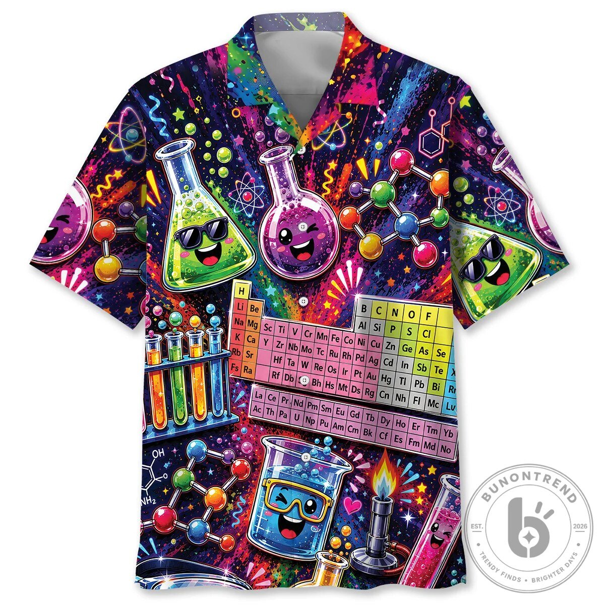 Colorful Chemistry Science Periodic Table Hawaiian Shirt