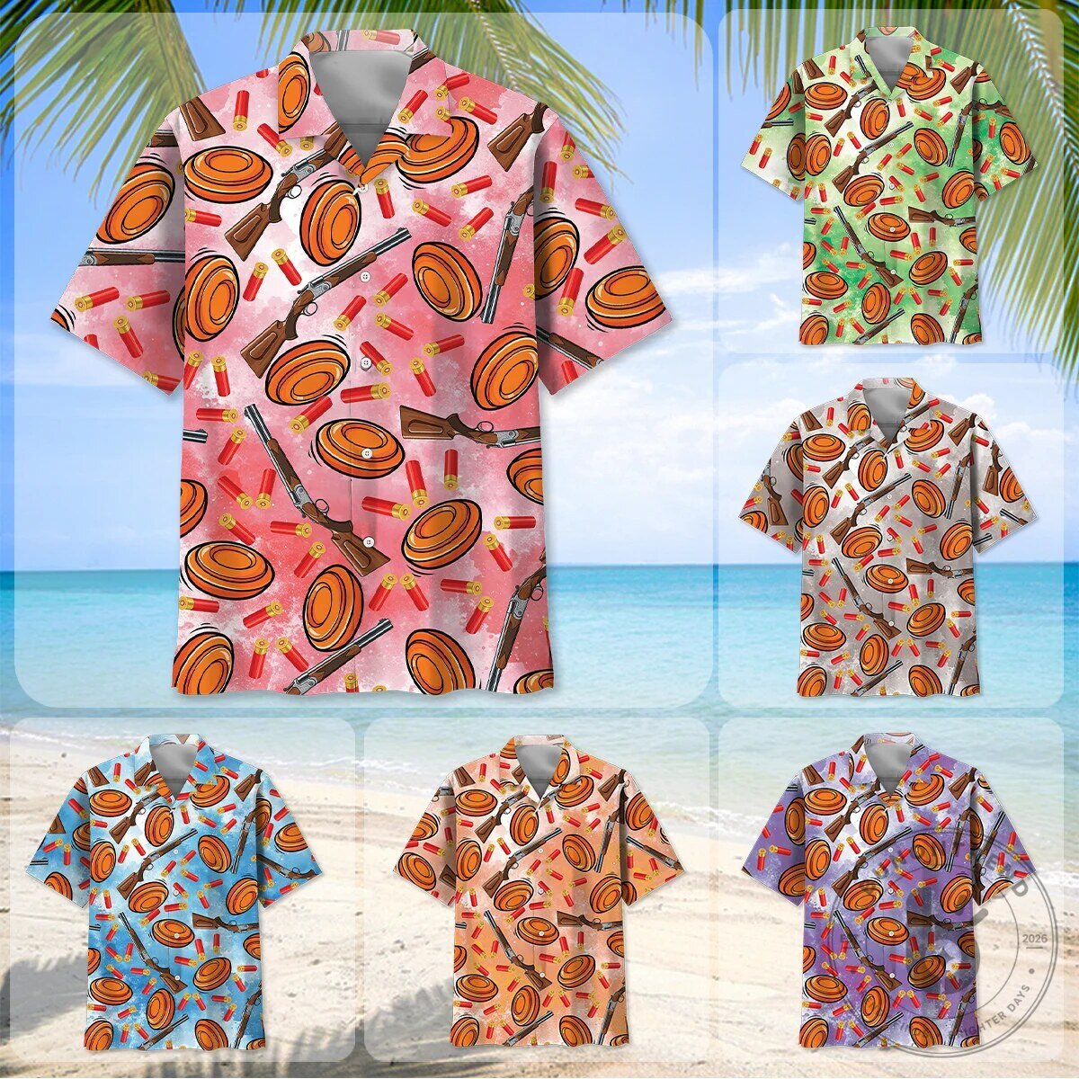 Clay Pigeon Shooting Shotgun Shells Hawaiian Shirt