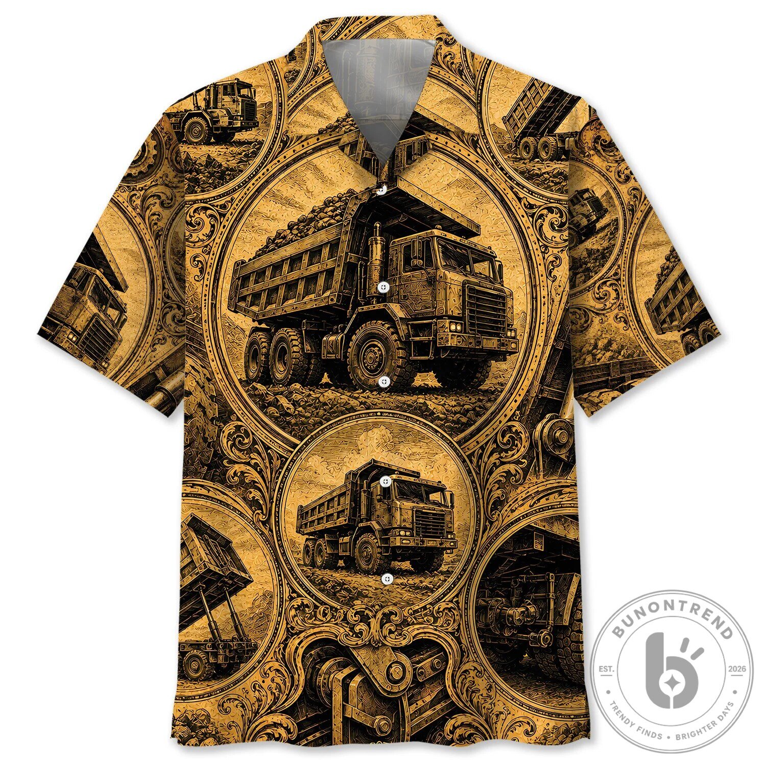 Vintage Dump Truck Heavy Equipment Art Men's Hawaiian Shirt