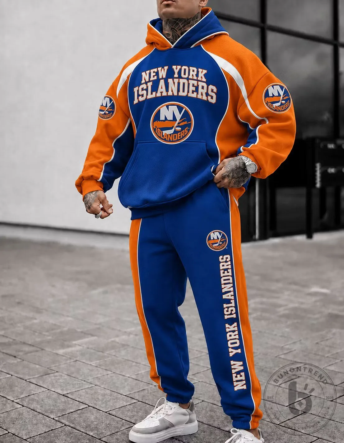 New York Islanders Hockey Team Orange and Blue Hoodie and Pants Set