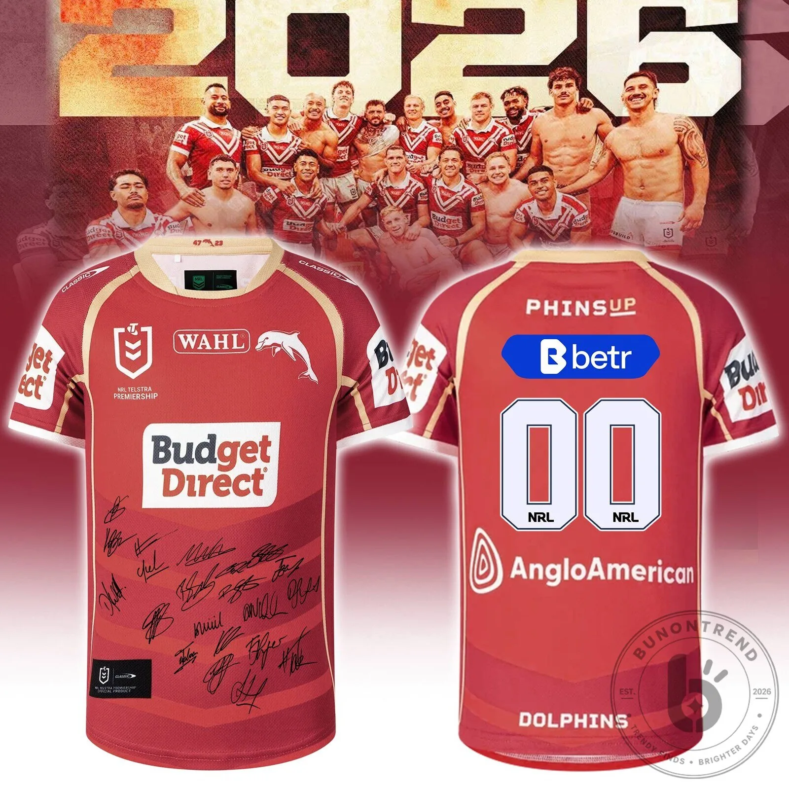 Redcliffe Dolphins Rugby League 2026 Signed Fan Jersey