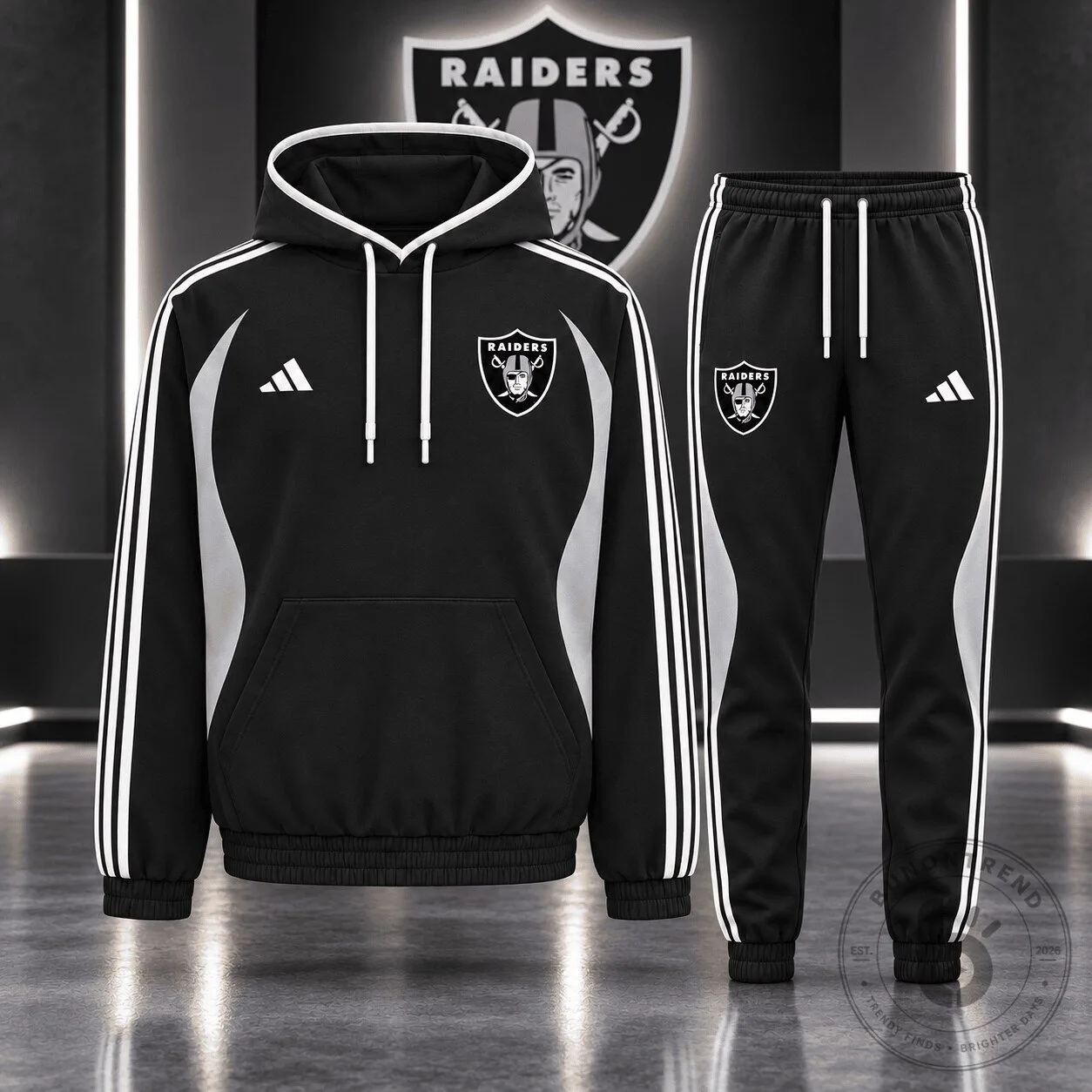 Las Vegas Raiders NFL Football Team Black Performance Hoodie and Jogger Set