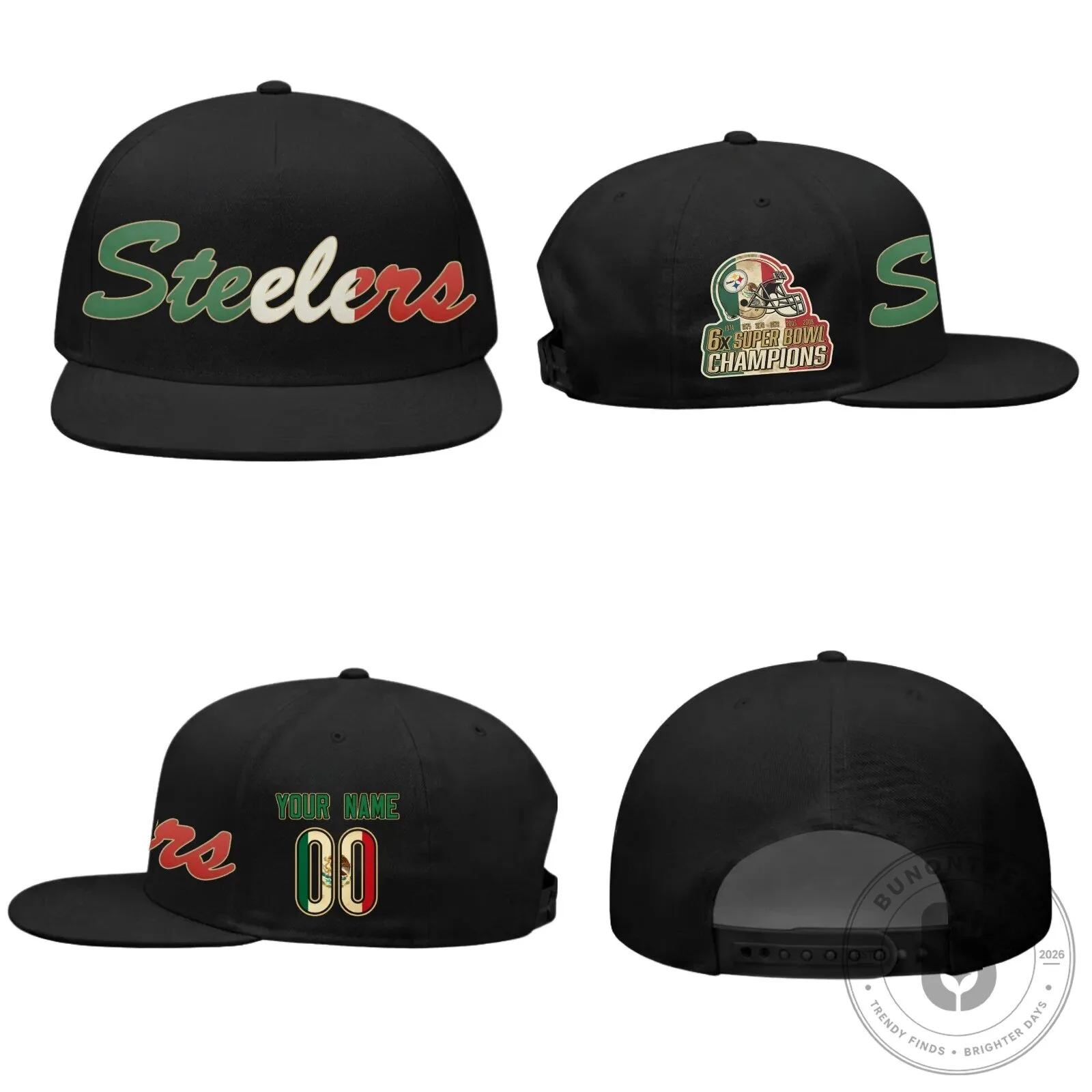 Pittsburgh Steelers Mexico Edition Personalized Snapback Cap Hat 23 Pittsburgh Steelers Mexico Edition Personalized Snapback Cap Hat