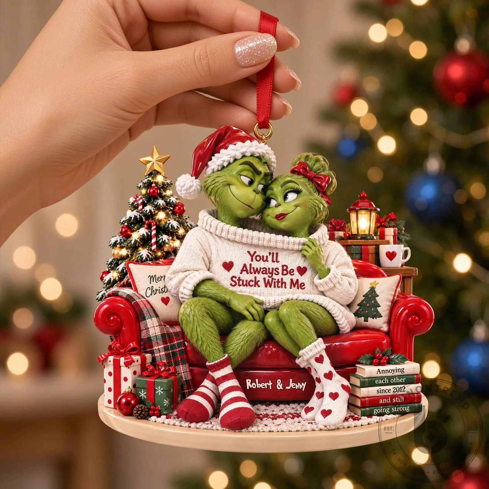 Personalized Grinch and Cindy Lou Who Christmas Couple Ornament