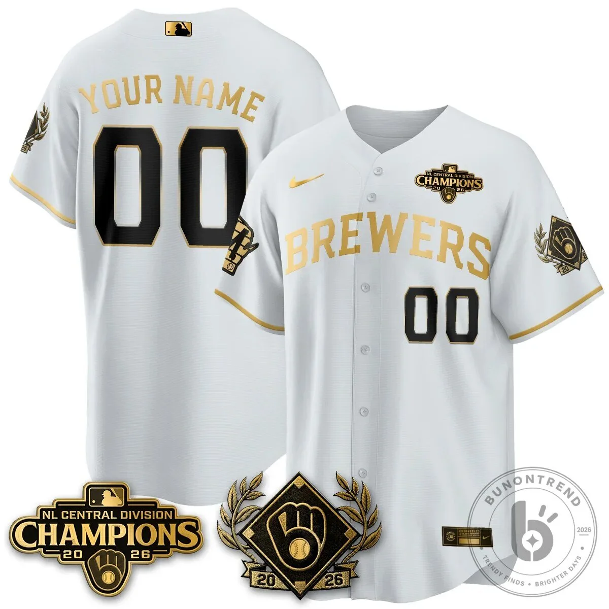 2026 NL Central Division Champions Baseball Jersey - Milwaukee Brewers
