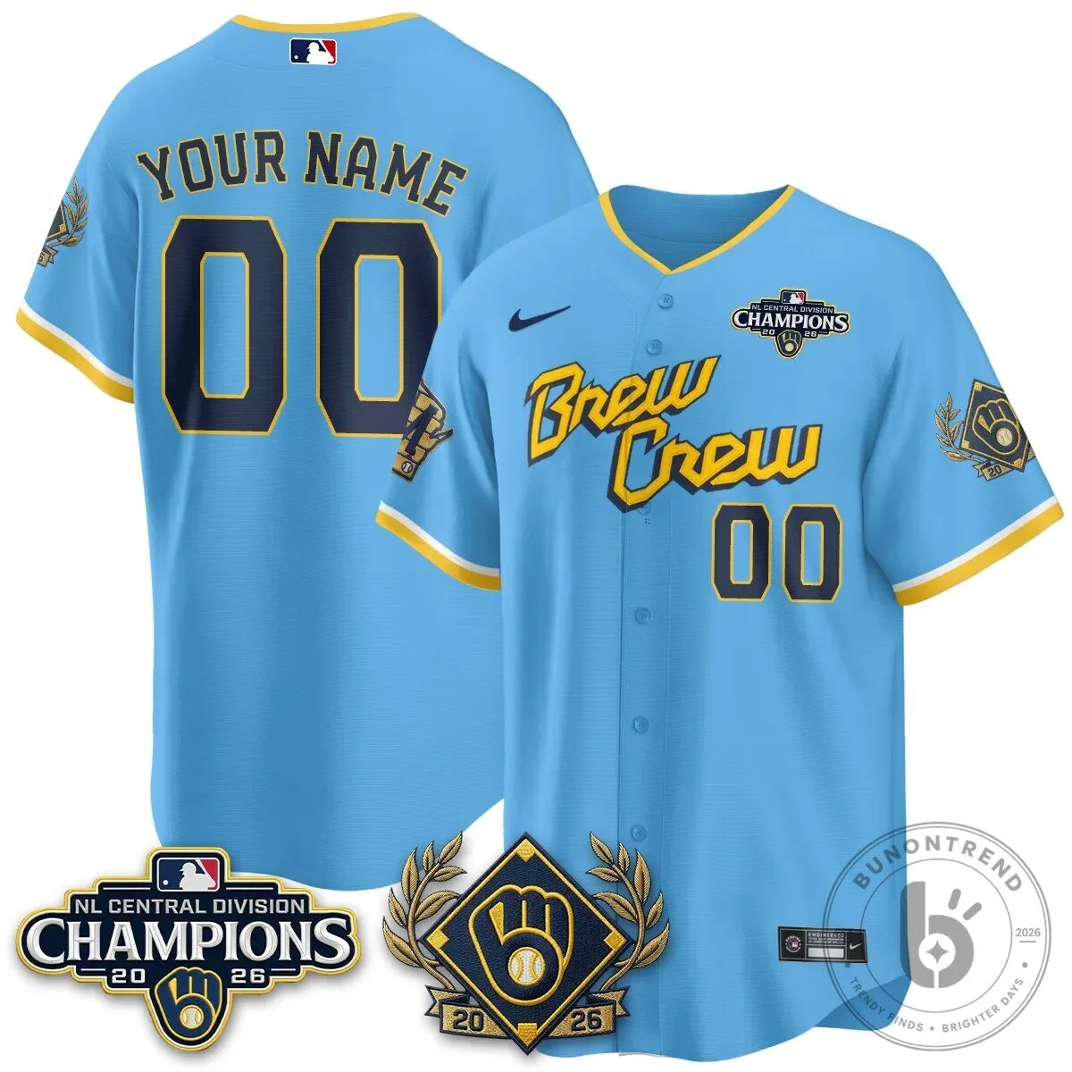 2026 NL Central Division Champions Baseball Jersey - Milwaukee