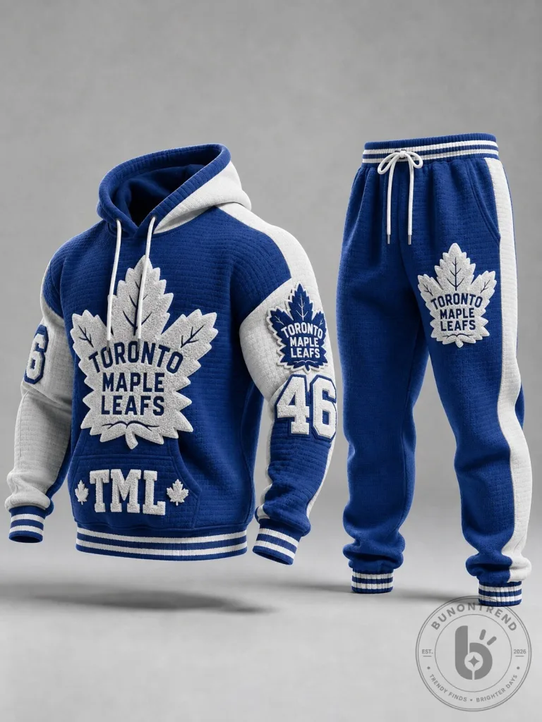 Jacksonville Jaguars | Premium NFL Bow Football 3D Shirt 31 Blue and White Textured Hoodie and Sweatpants Set for Toronto Maple Leafs Fans