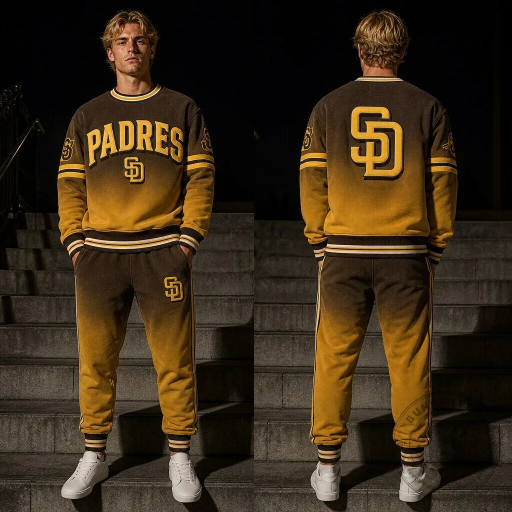 San Diego Padres Vintage Baseball Graphic Print Sweatshirt and Pants Set
