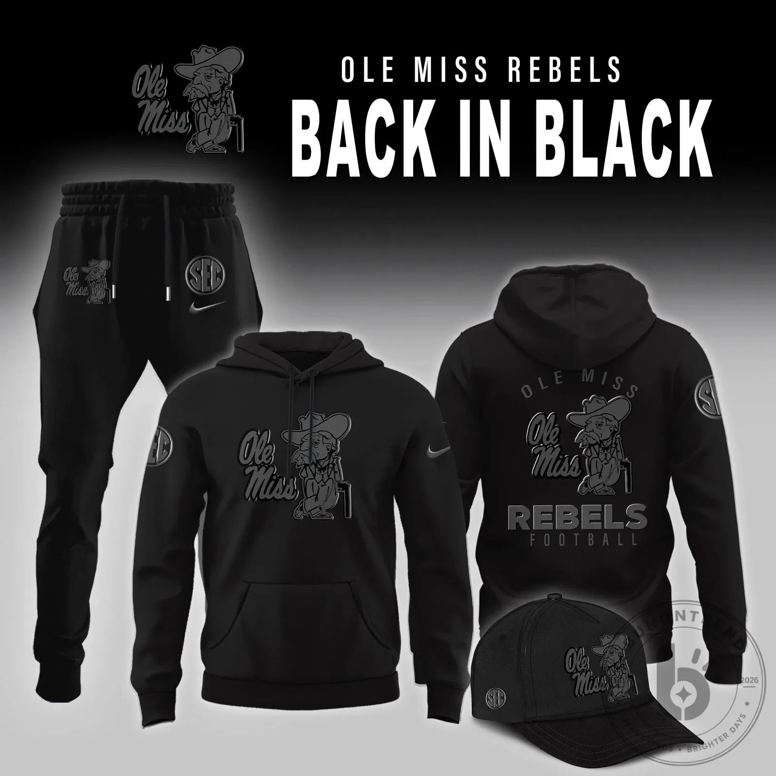 Ole Miss Rebels Back In Black Football Team Hoodie