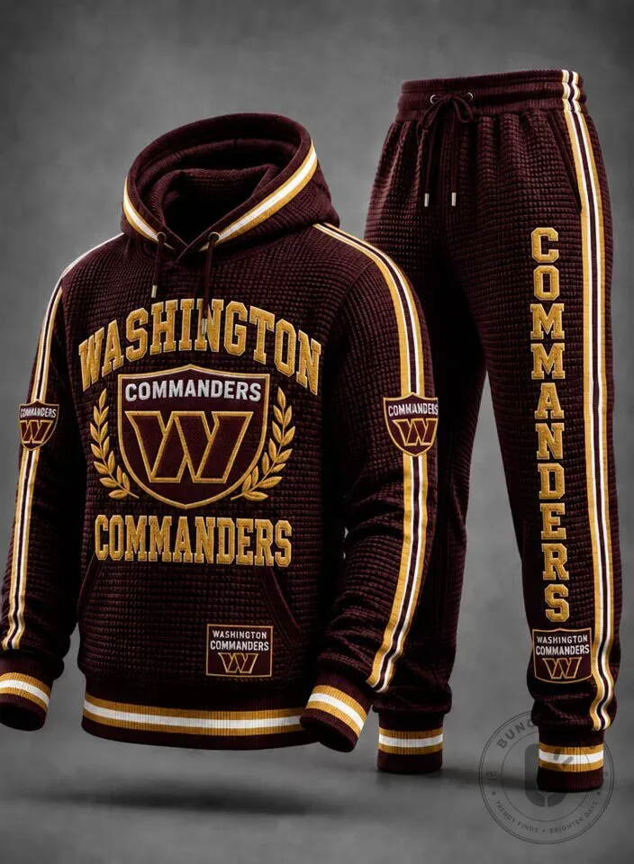 Waffle Knit Hoodie and Jogger Set for Washington Commanders Football Team Fans