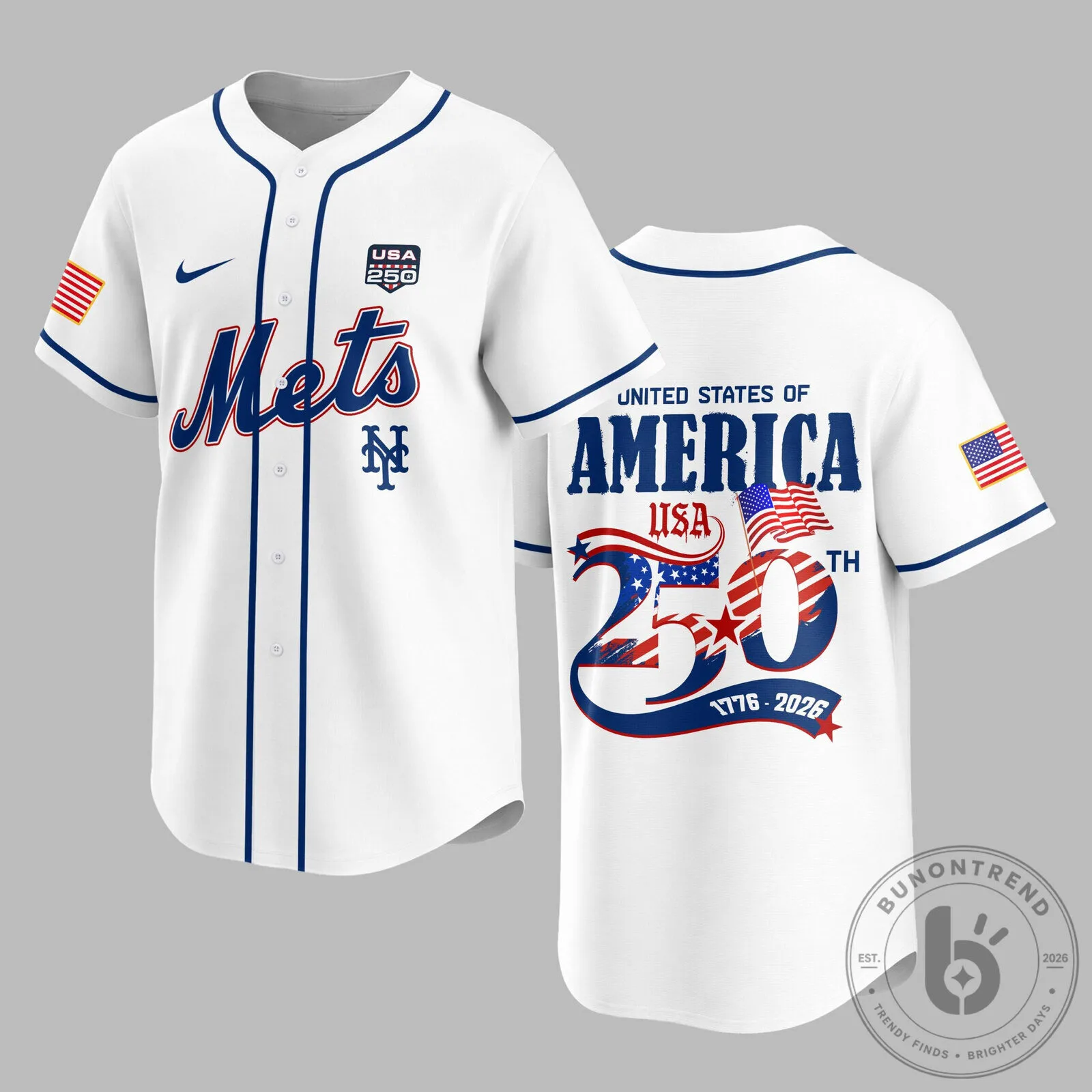 New York Mets Baseball Jersey 250th Anniversary United States of America