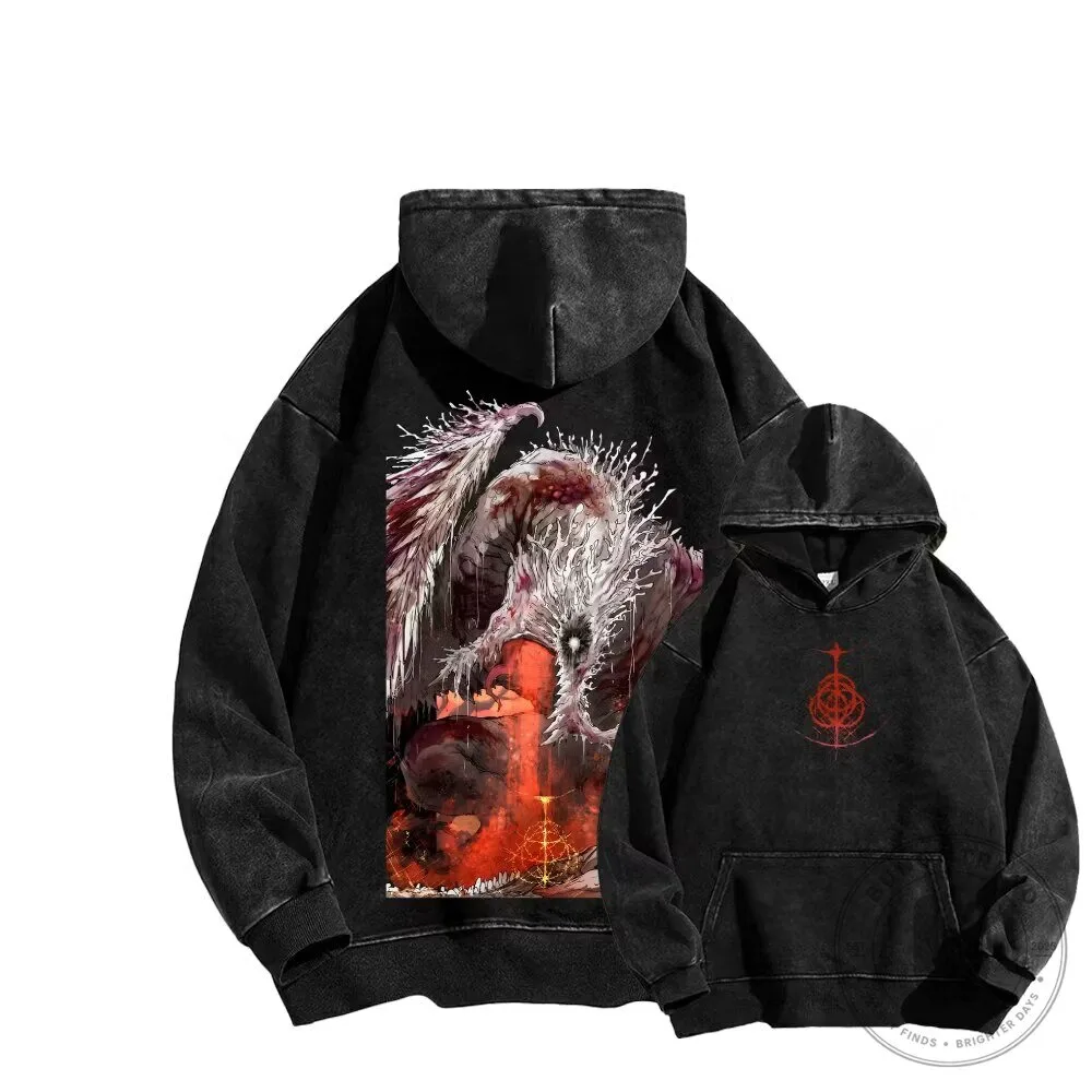 Elden Ring Dragon Lord Placidusax Washed Hoodie