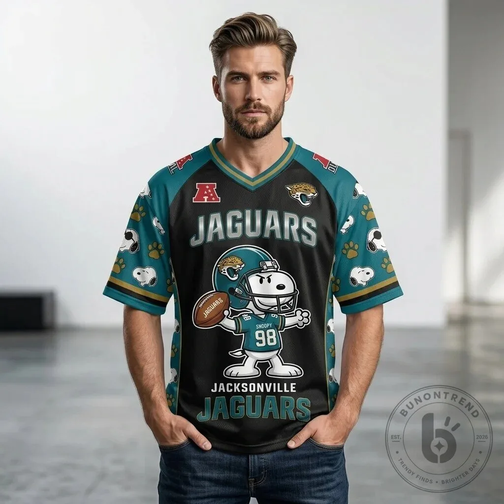 Jacksonville Jaguars Snoopy Cartoon Football Jersey 68 Jacksonville Jaguars Snoopy Cartoon Football Jersey