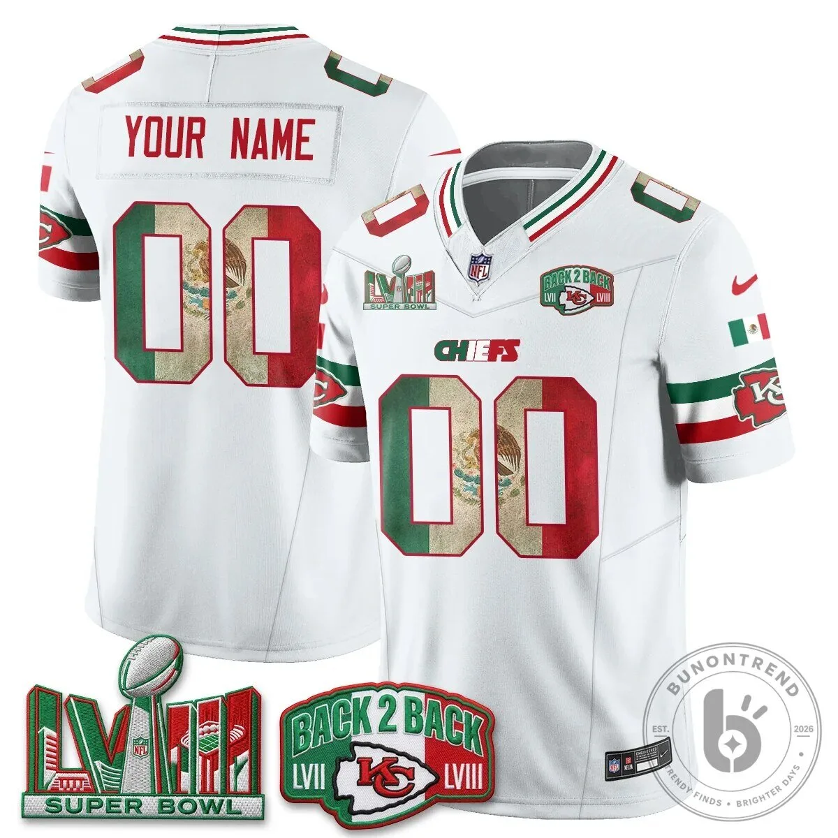 Kansas City Chiefs Super Bowl LVIII Mexico Edition Custom Football Jersey 10 Kansas City Chiefs Super Bowl LVIII Mexico Edition Custom Football Jersey