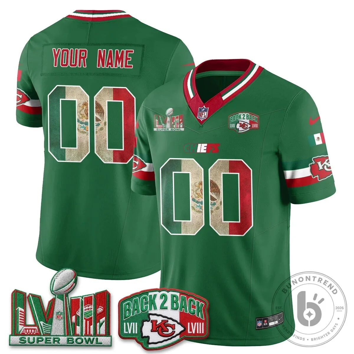 Kansas City Chiefs Super Bowl LVIII Mexico Edition Custom Football Jersey 12 Kansas City Chiefs Super Bowl LVIII Mexico Edition Custom Football Jersey