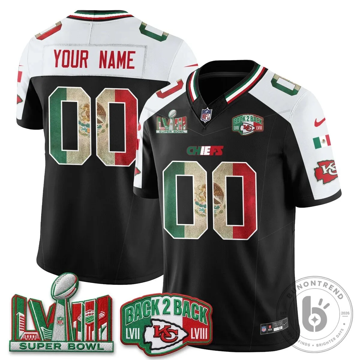 Kansas City Chiefs Super Bowl LVIII Mexico Edition Custom Football Jersey 13 Kansas City Chiefs Super Bowl LVIII Mexico Edition Custom Football Jersey