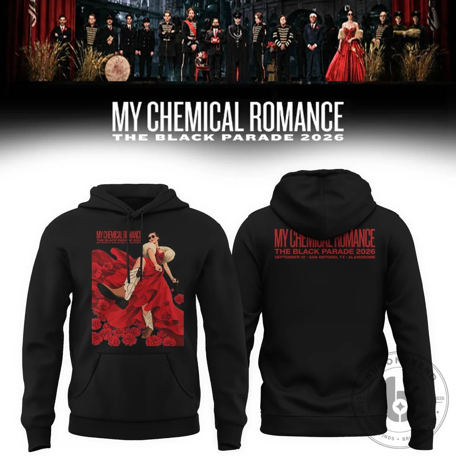 2026 San Antonio Alamodome Hoodie for My Chemical Romance's The Black Parade Concert