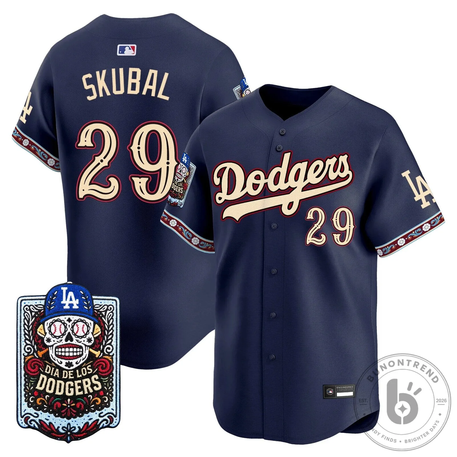 Los Angeles Dodgers Dia de los Muertos Skubal 29 Baseball Jersey