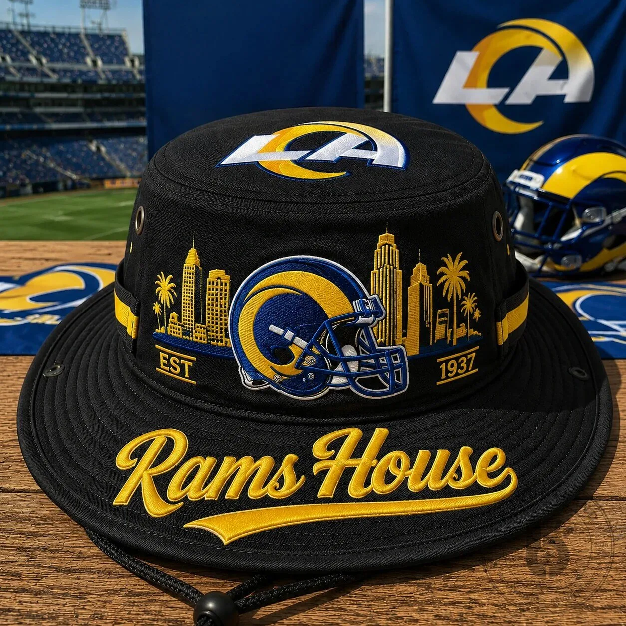 Los Angeles Rams House NFL Football Team Blue Boonie Hat 19 Los Angeles Rams House NFL Football Team Blue Boonie Hat