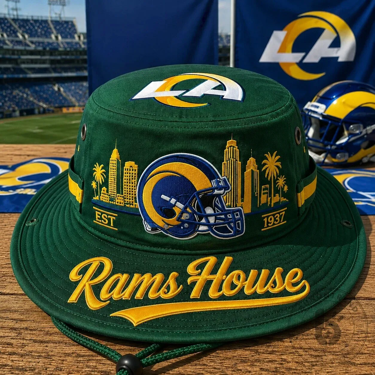 Los Angeles Rams House NFL Football Team Blue Boonie Hat 23 Los Angeles Rams House NFL Football Team Blue Boonie Hat