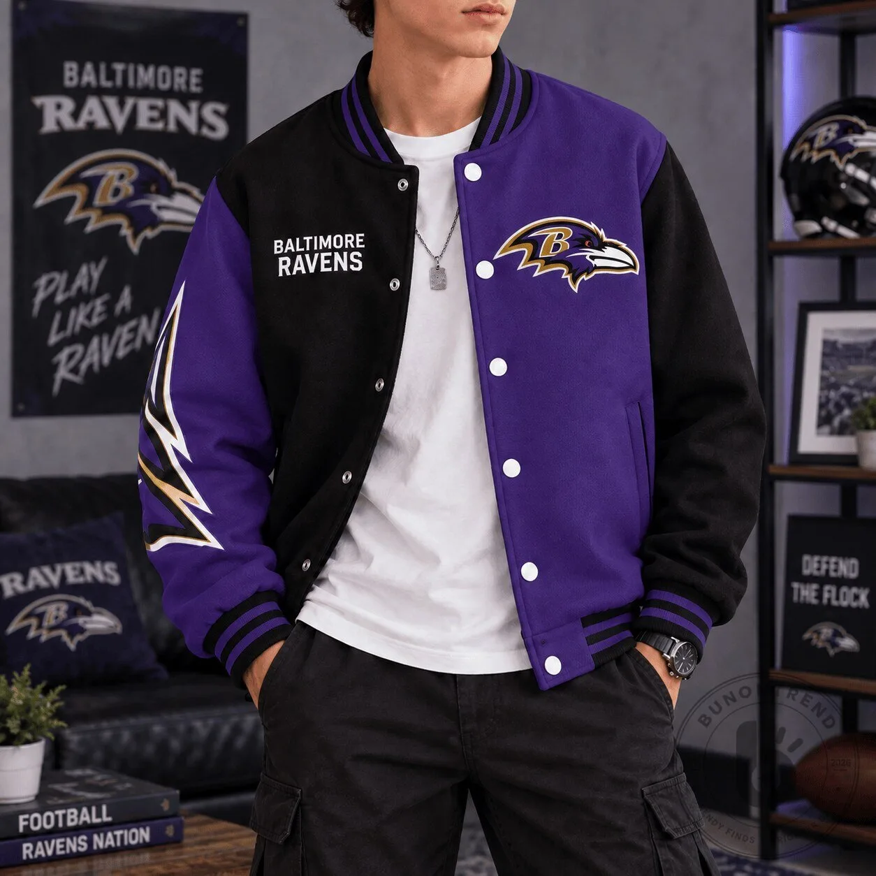 Baltimore Ravens NFL Team Legacy Game Day Bomber Jacket