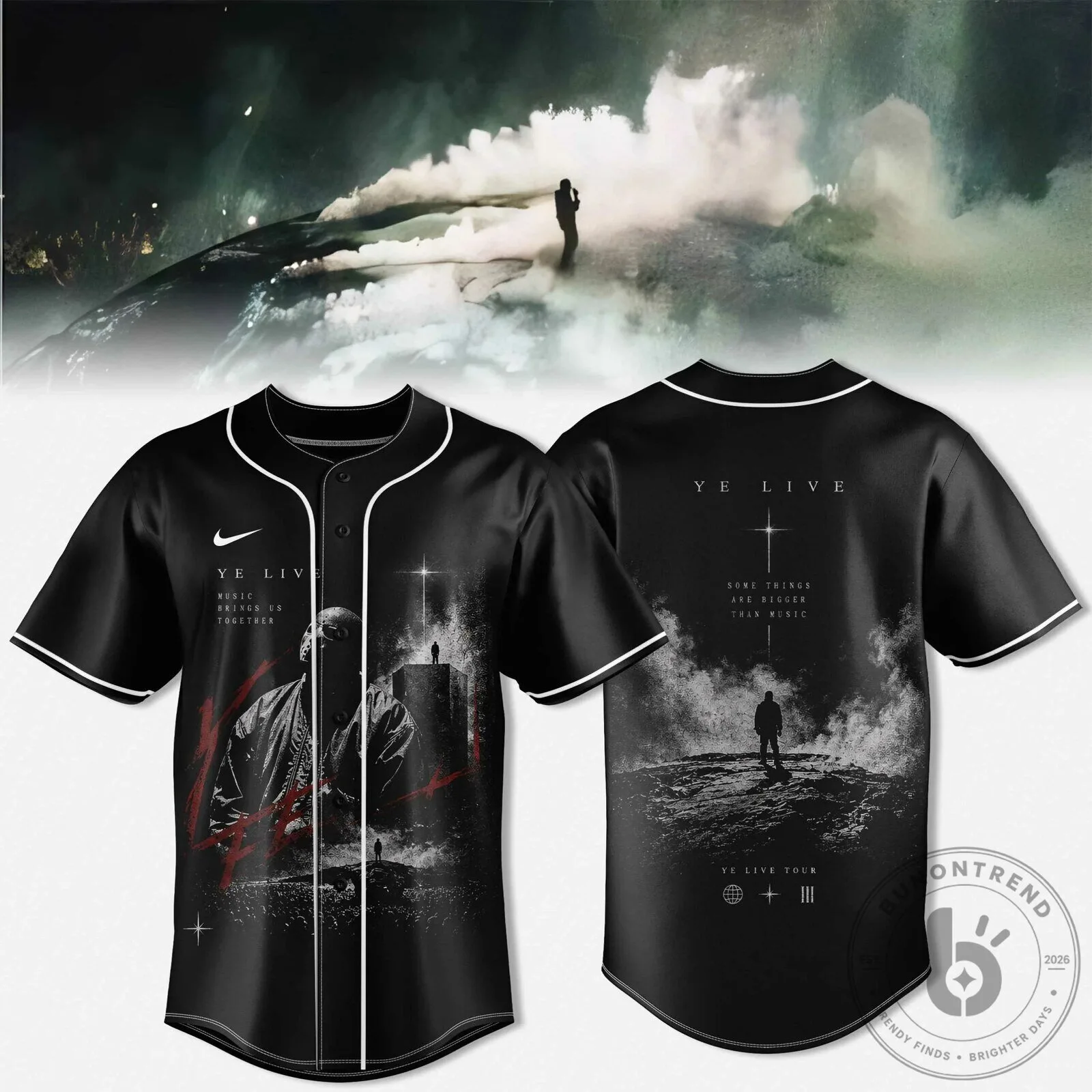 Kanye West Ye Live Concert Tour Black Baseball Jersey