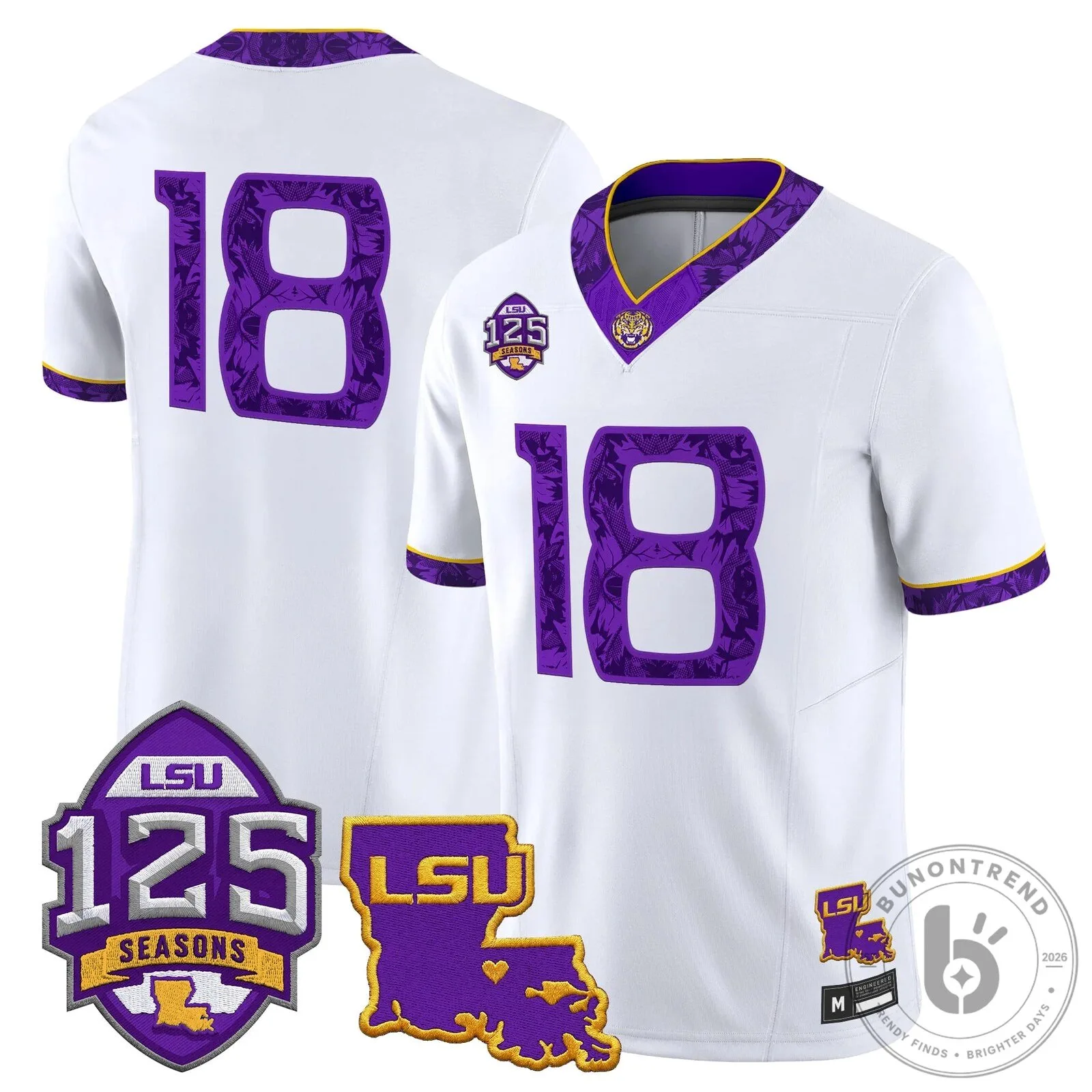 125 Seasons Football Jersey for Louisiana State University Tigers