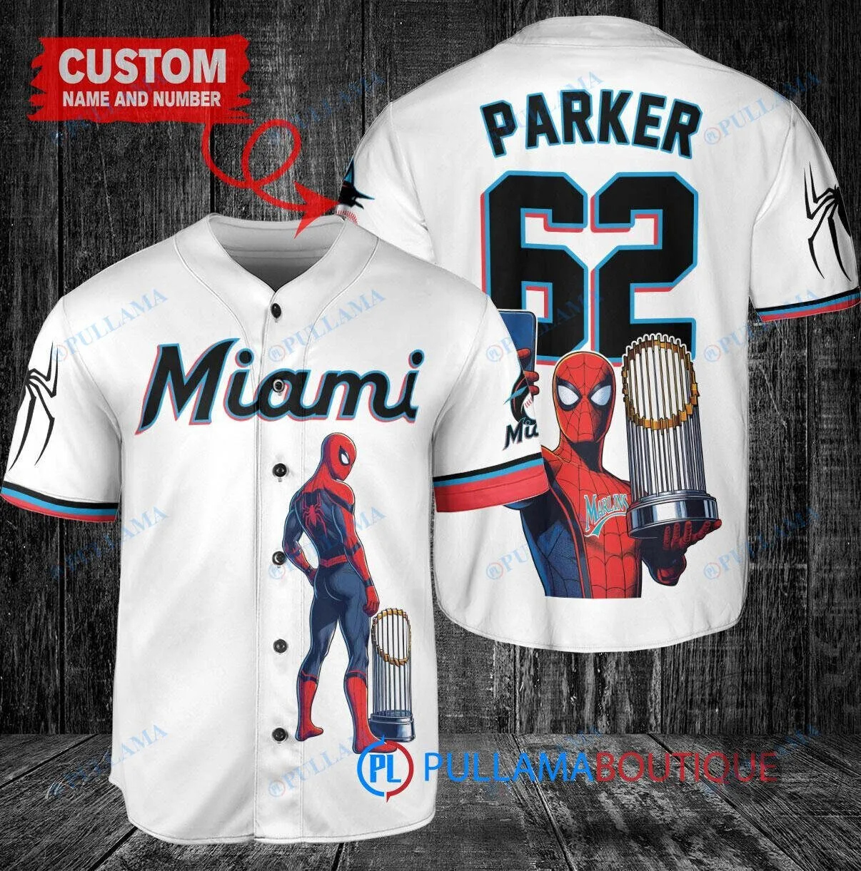 Miami Marlins Baseball Spiderman World Series Champions Custom Jersey 2 Miami Marlins Baseball Spiderman World Series Champions Custom Jersey