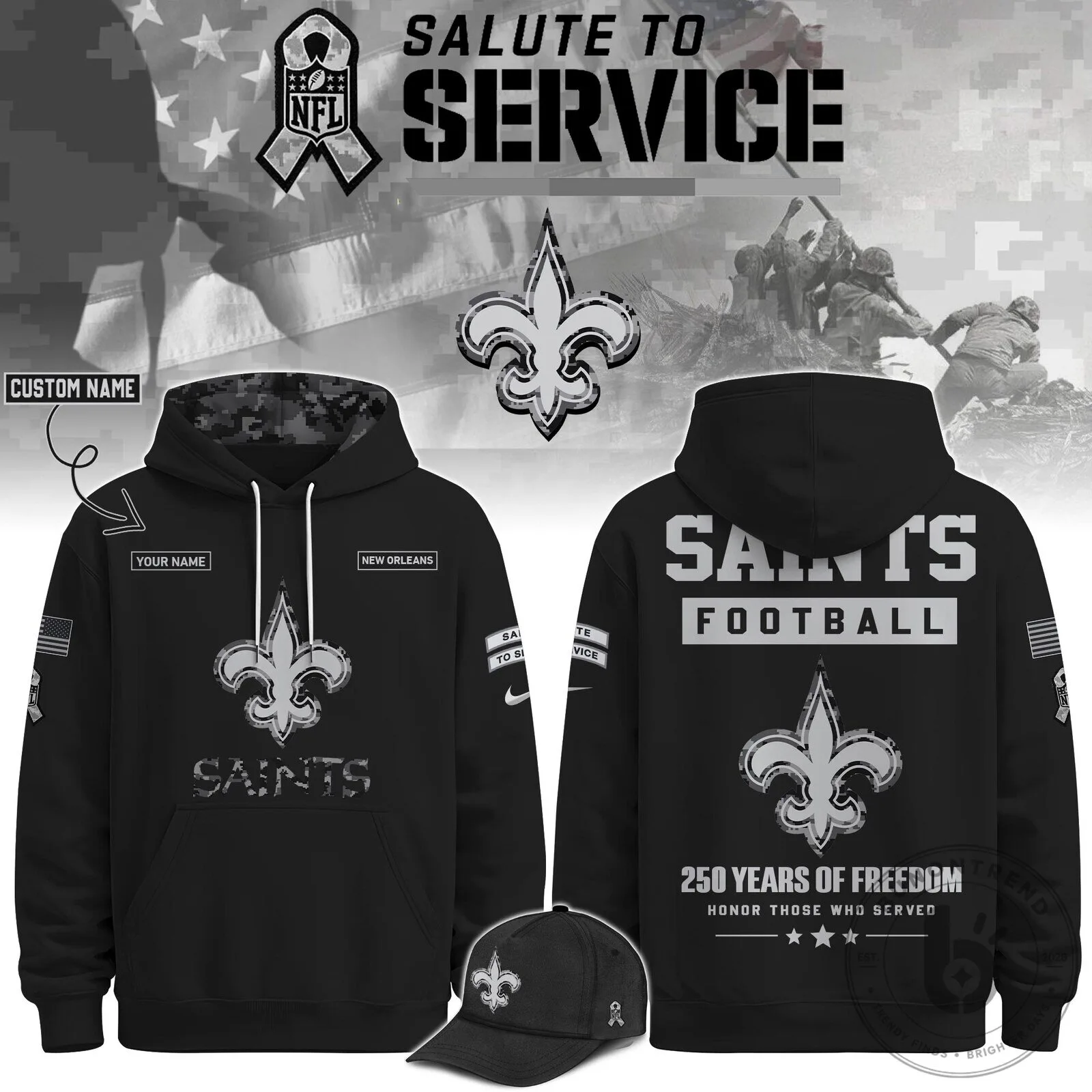 New Orleans Saints Salute To Service Veterans Day Football Hoodie 2 New Orleans Saints Salute To Service Veterans Day Football Hoodie