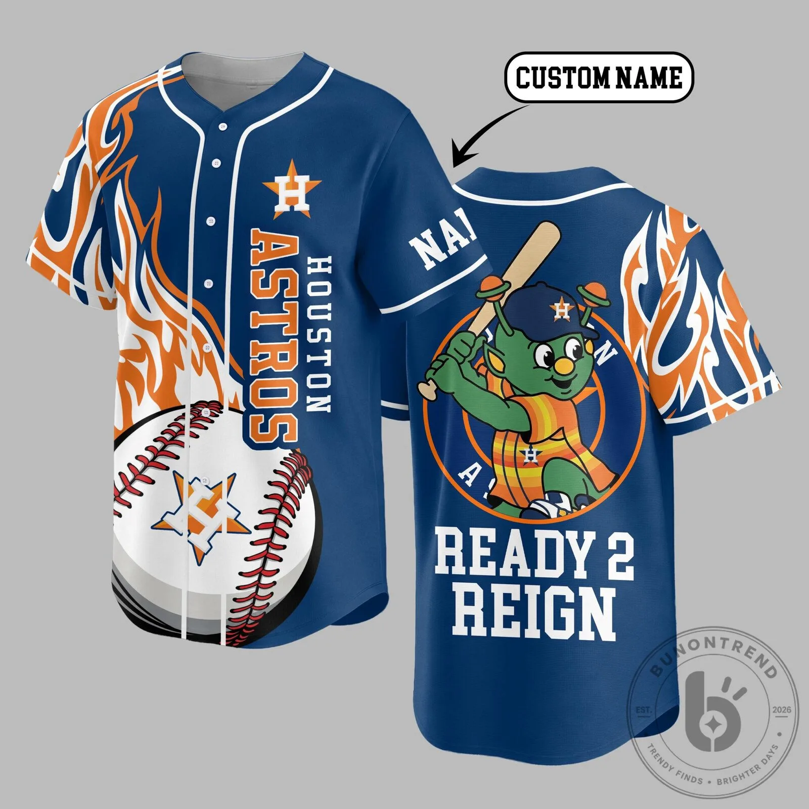 Houston Astros Baseball Jersey Custom Name Flame Spirit MLB Fan Apparel