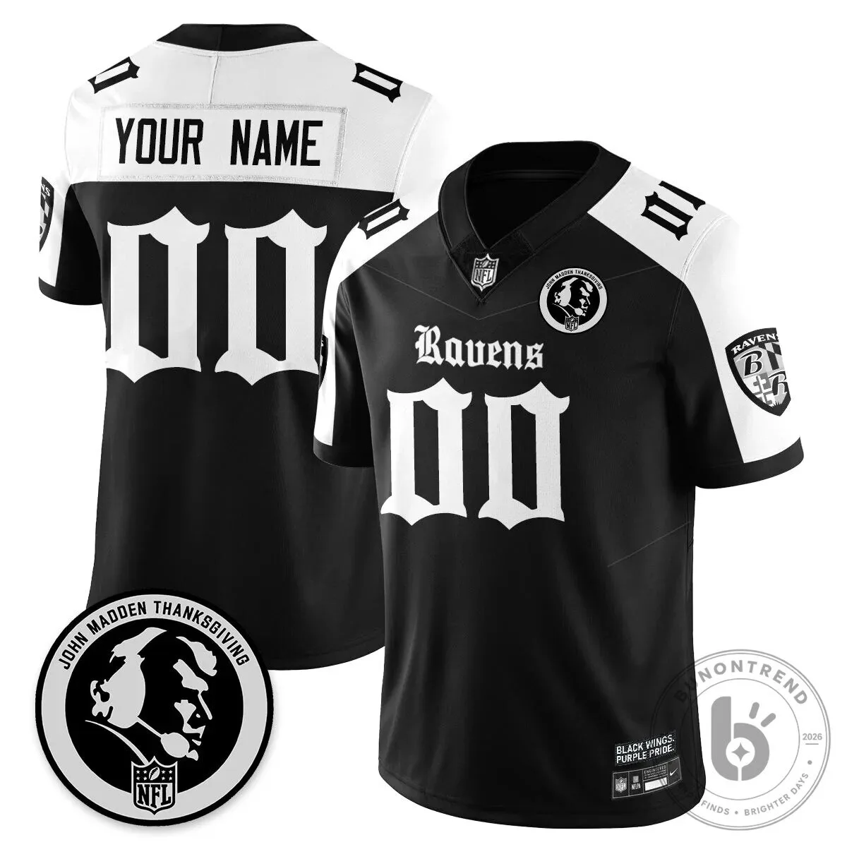 Baltimore Ravens Custom Football Jersey for Thanksgiving by John Madden