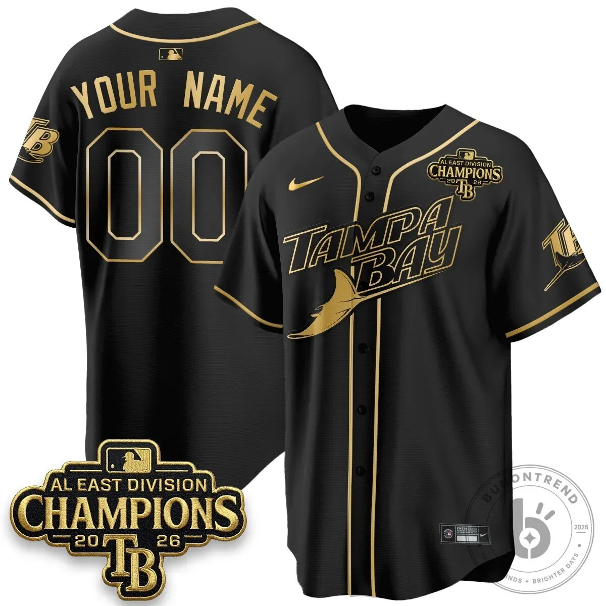 2026 Gold Edition Baseball Jersey for Tampa Bay Rays AL East Division Champions