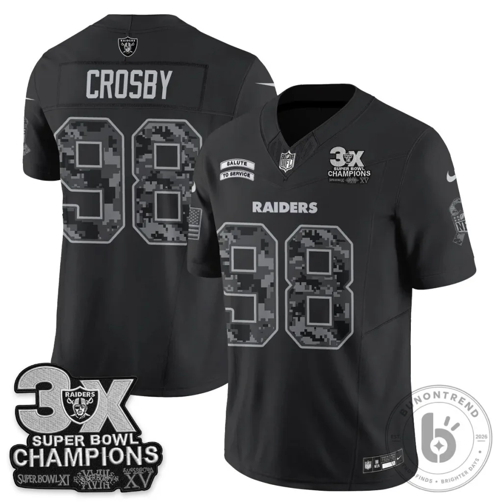 Las Vegas Raiders Maxx Crosby Salute To Service Black Football Jersey 7 Las Vegas Raiders Maxx Crosby Salute To Service Black Football Jersey
