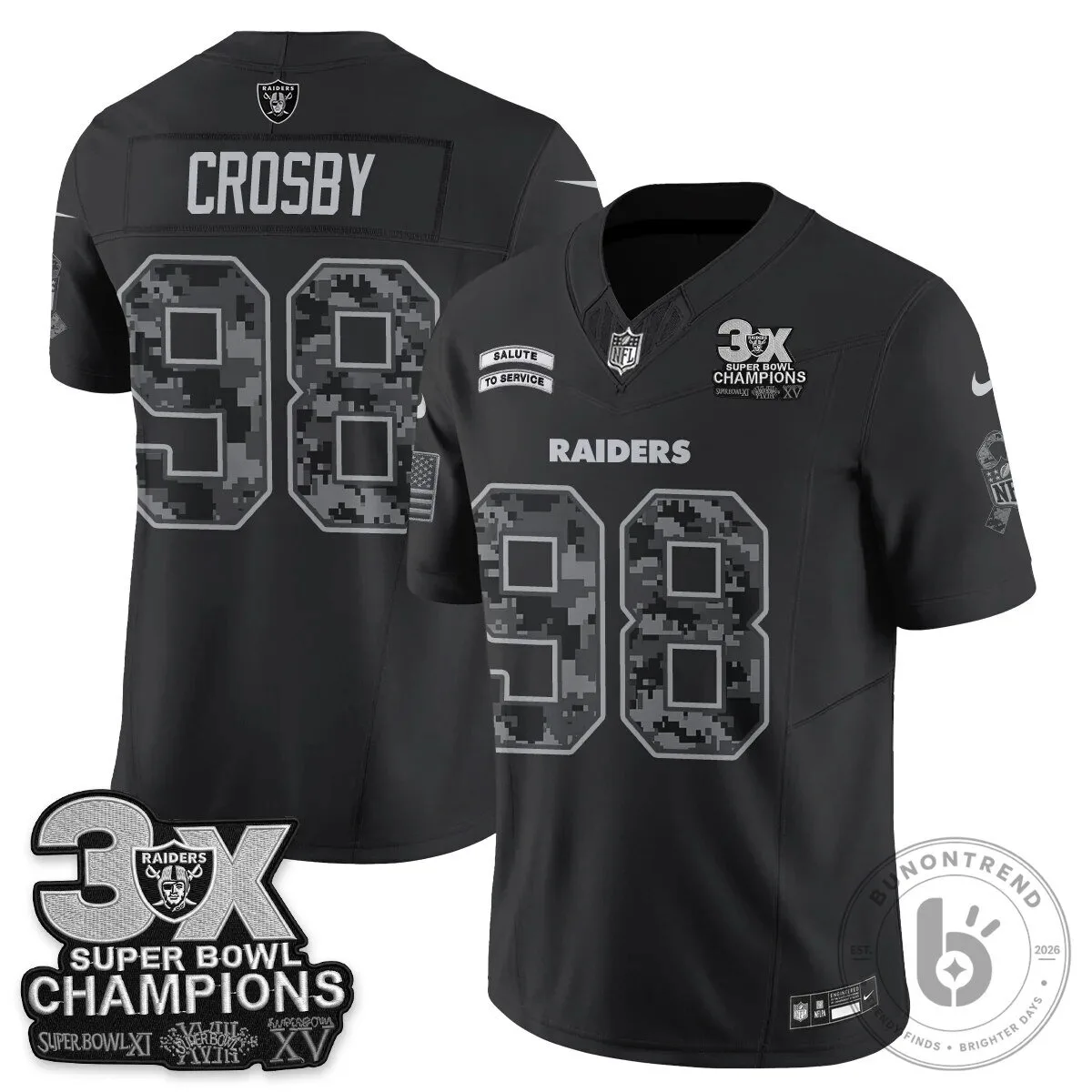 Las Vegas Raiders Maxx Crosby Salute To Service Black Football Jersey