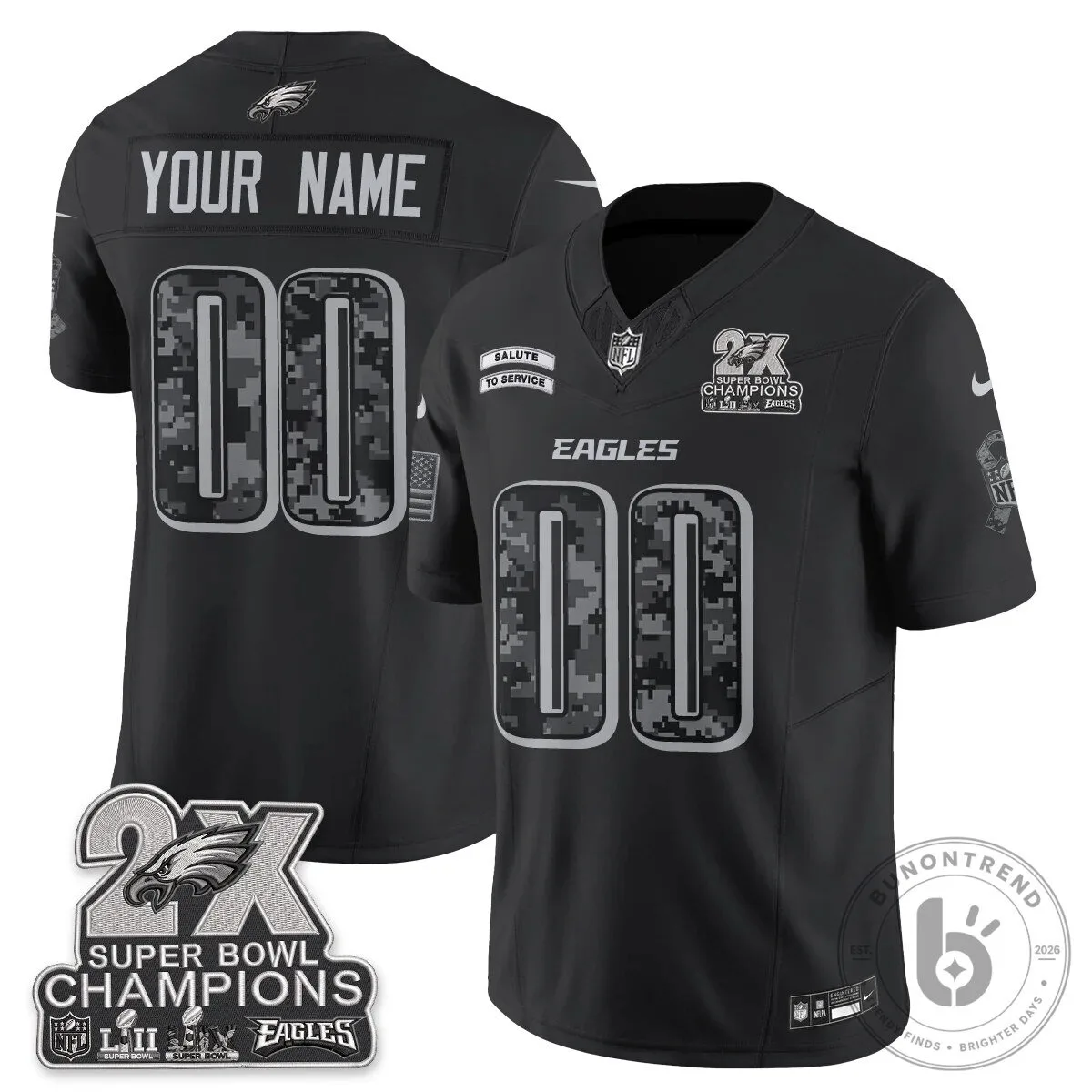 Philadelphia Eagles Super Bowl Champions Salute to Service Custom Football Jersey