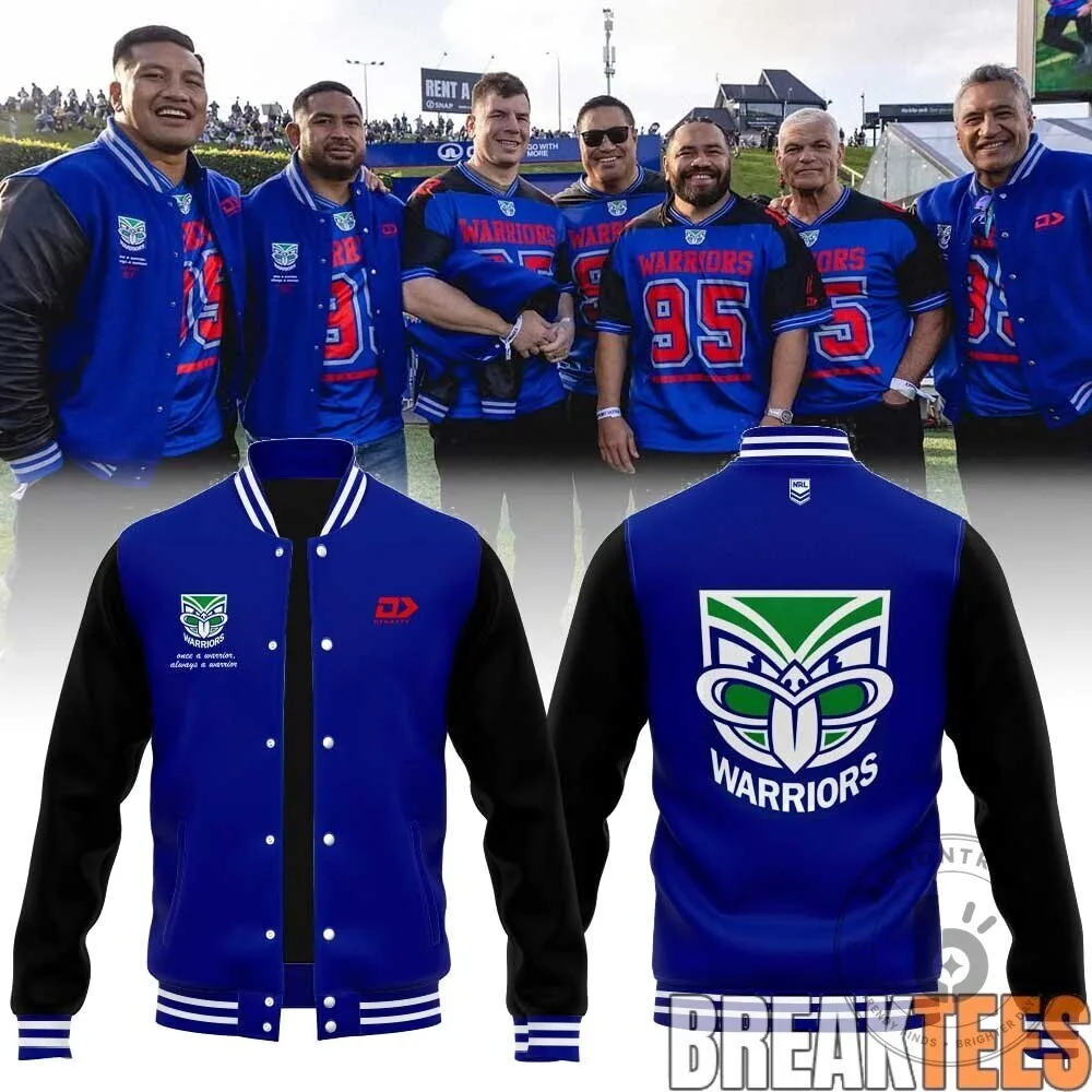New Zealand Warriors Rugby League Football Team Blue Varsity Jacket