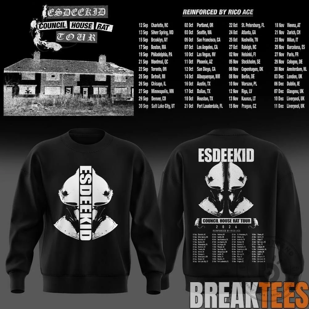 Esdeekid Council House Rat Tour 2026 Reinforced By Rico Ace Sweatshirt