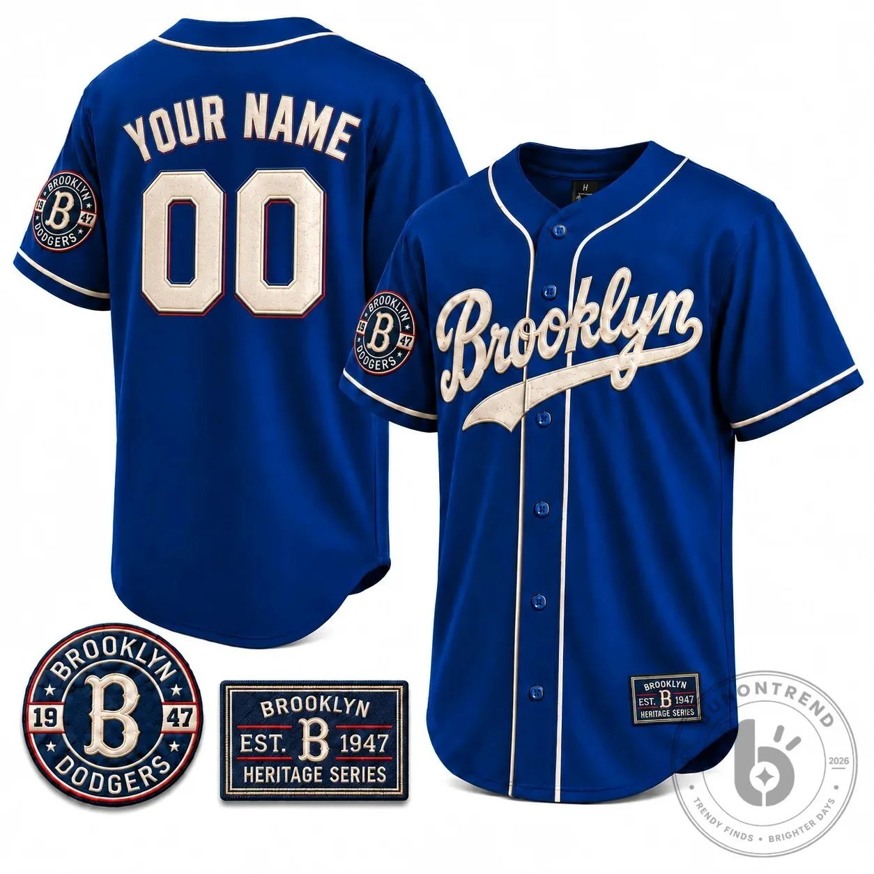 Brooklyn Dodgers 1947 Heritage Collection Custom Baseball Jersey