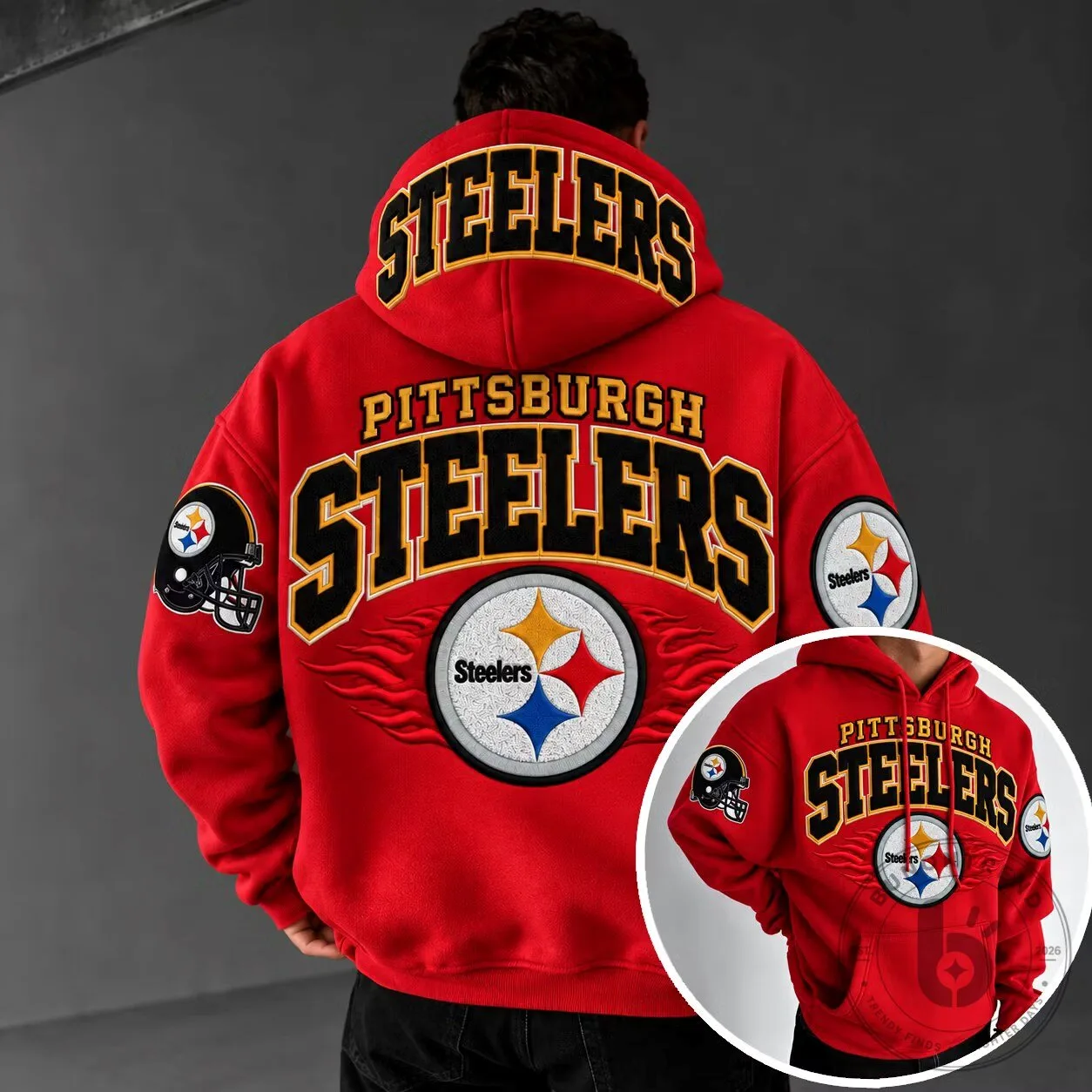 Pittsburgh Steelers Football Team Logo Red Fan Apparel Hoodie