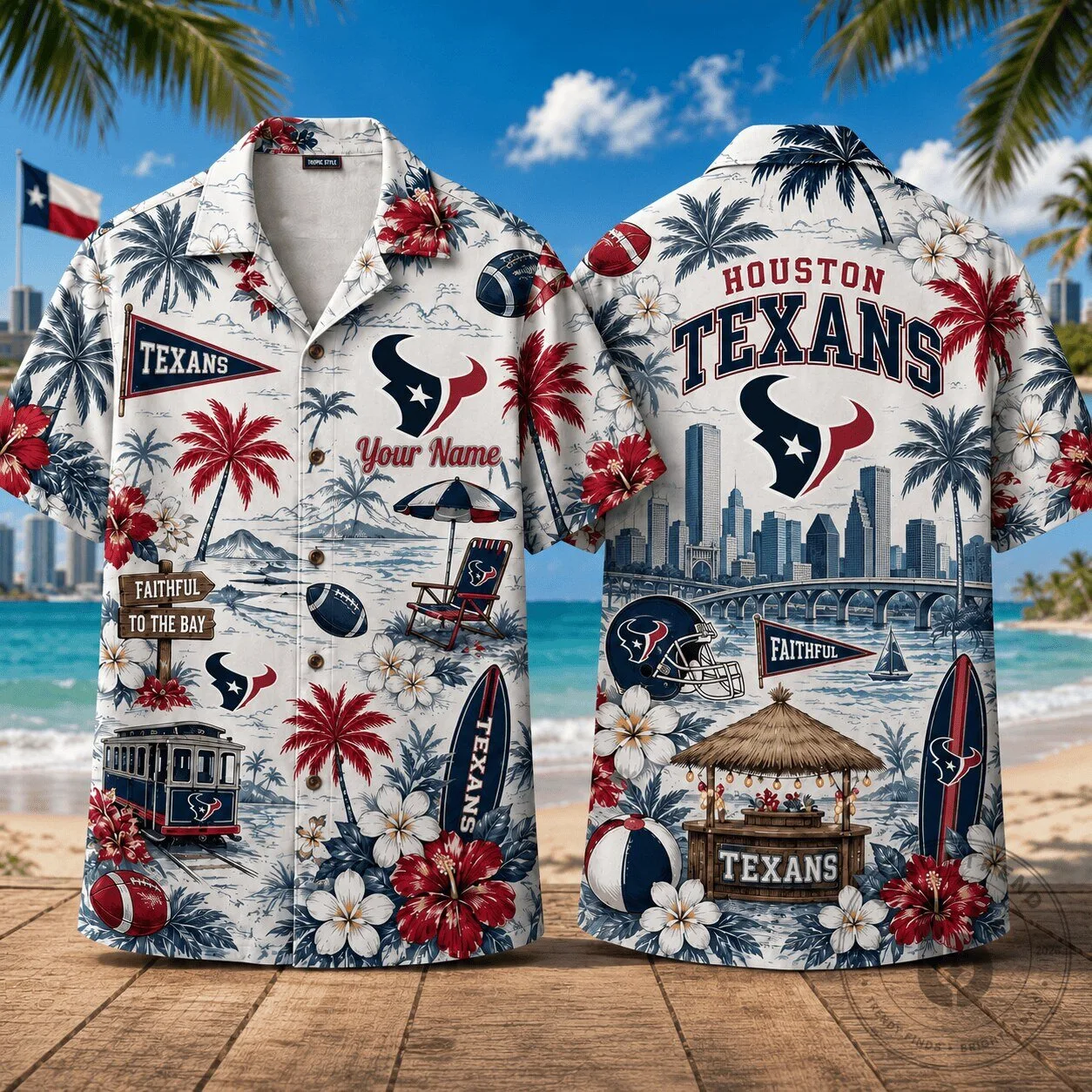 Houston Texans Personalized Football Fan Hawaiian Shirt