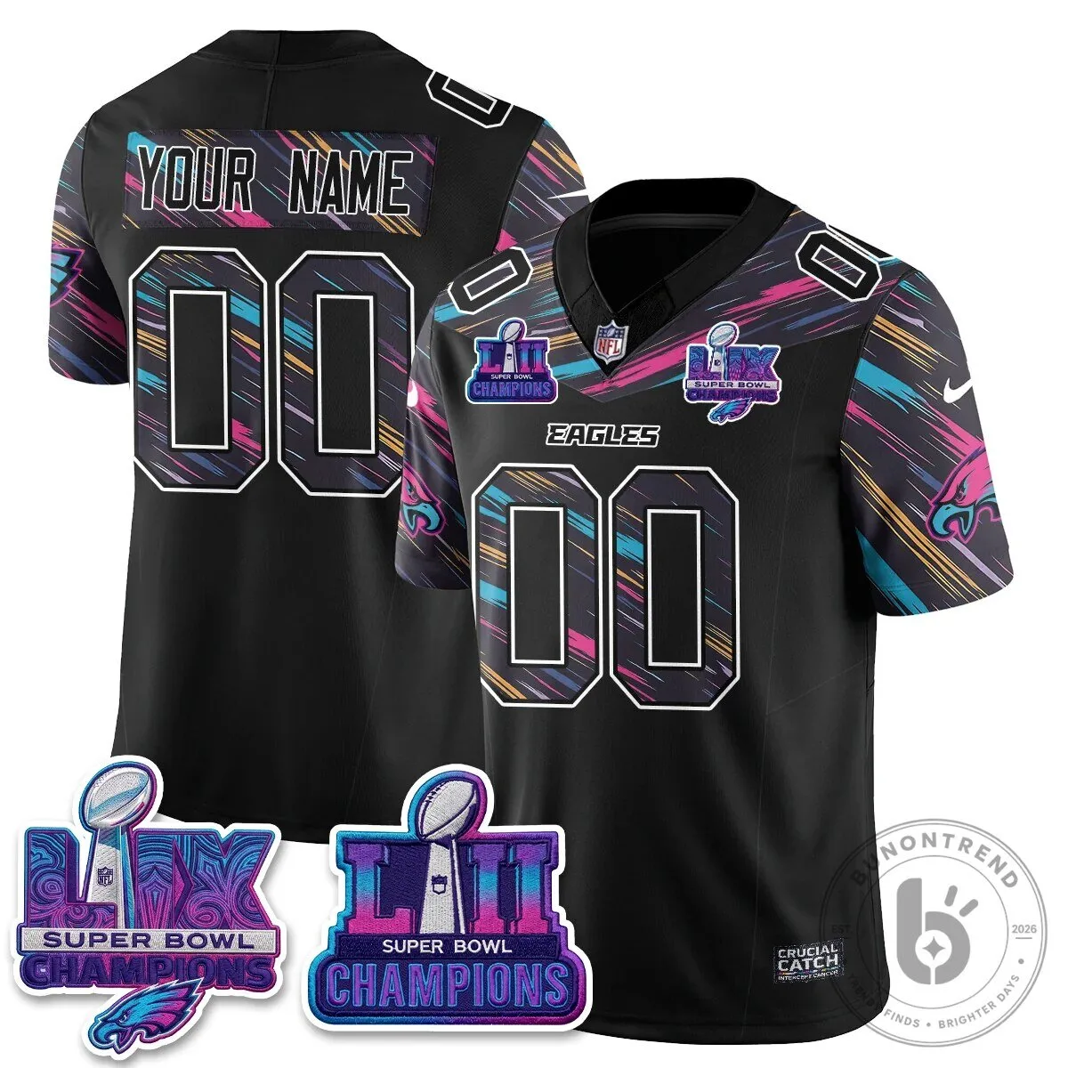 Philadelphia Eagles Super Bowl LII Champions Intercept Cancer Vapor Custom Jersey 7 Philadelphia Eagles Super Bowl LII Champions Intercept Cancer Vapor Custom Jersey