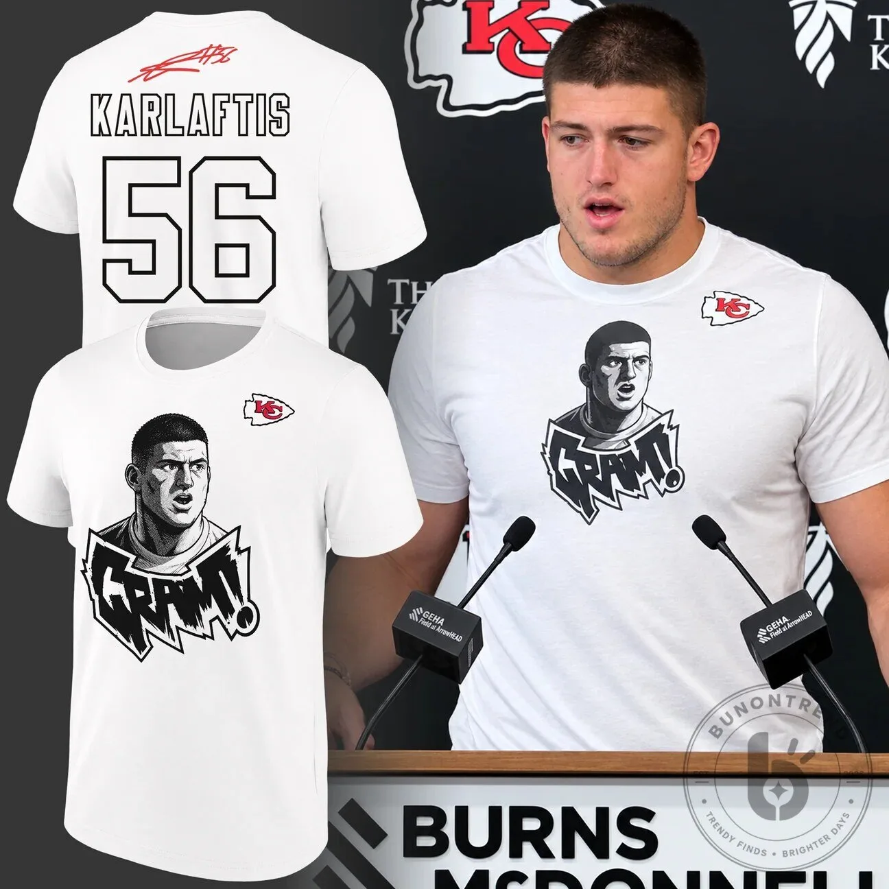 Graphic T-Shirt featuring George Karlaftis of the Kansas City Chiefs