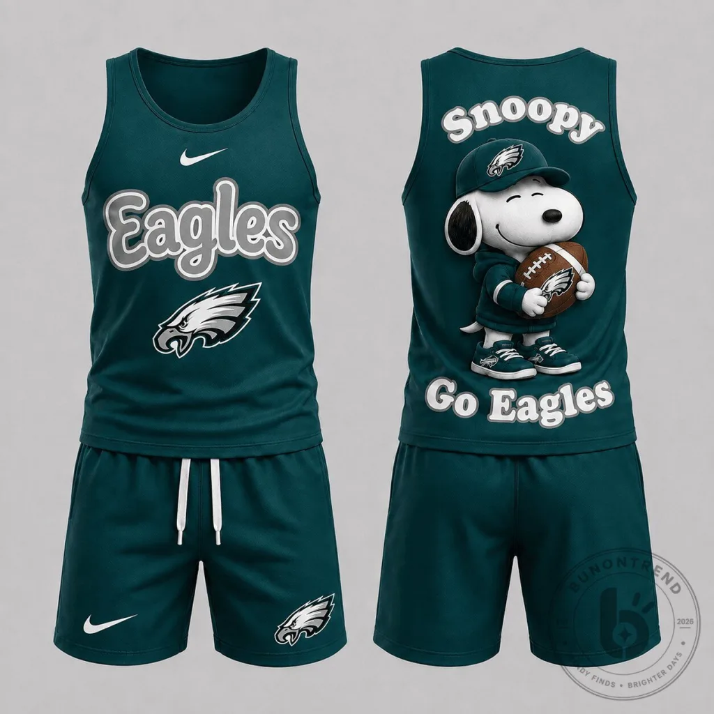 Philadelphia Eagles Snoopy Game Day Tank Top and Shorts Set 29 Philadelphia Eagles Snoopy Game Day Tank Top and Shorts Set