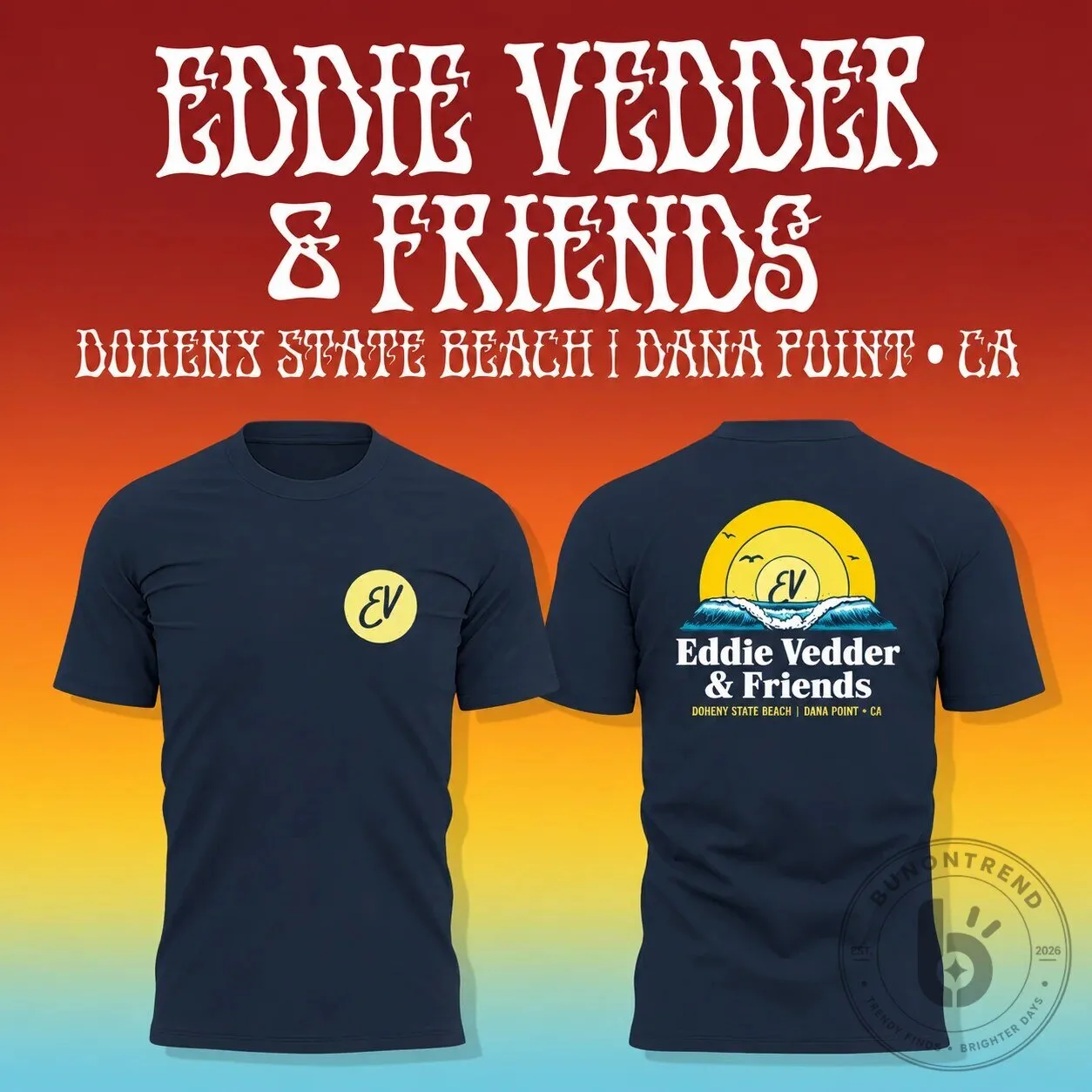 Eddie Vedder & Friends Doheny State Beach Dana Point Concert T-Shirt