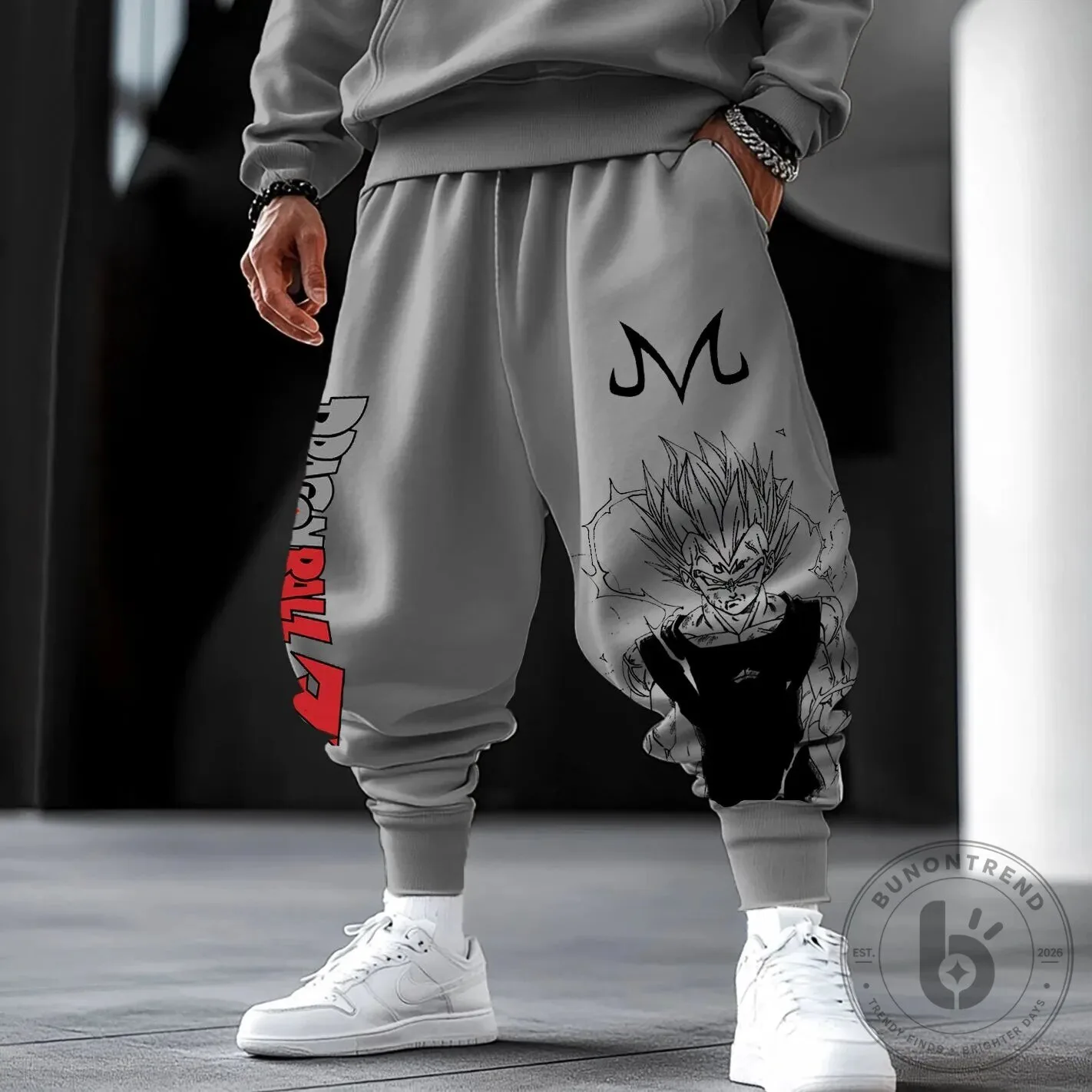 Dragon Ball Z Vegeta Super Saiyan Majin Symbol Gray Harem Pants