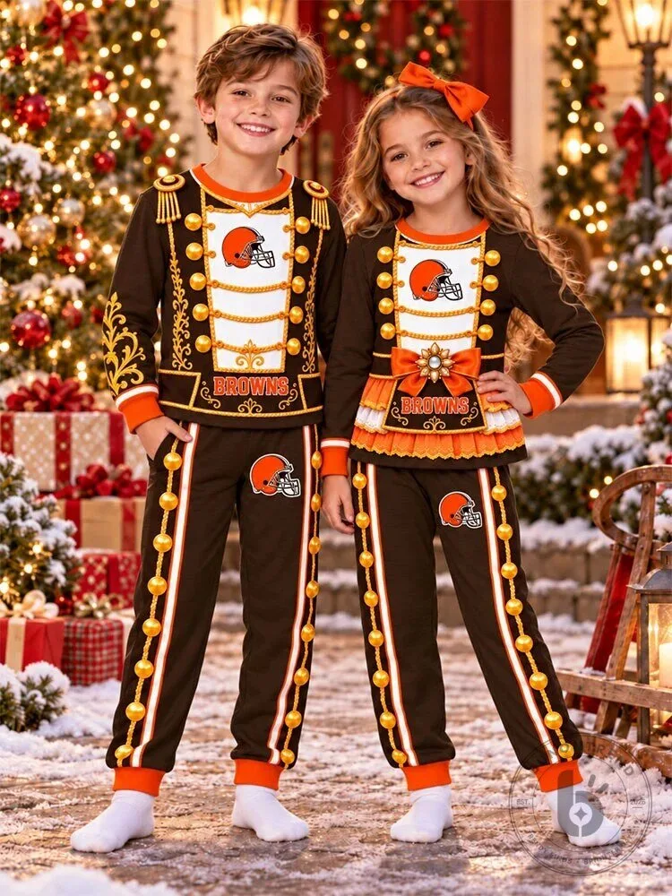 Cleveland Browns Football Team Nutcracker Christmas Kids Pajamas Set 2 Cleveland Browns Football Team Nutcracker Christmas Kids Pajamas Set
