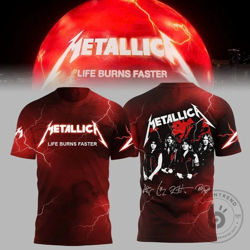 Metallica Sphere T-Shirt from Las Vegas Concert - Life Burns Faster Rock Band Design