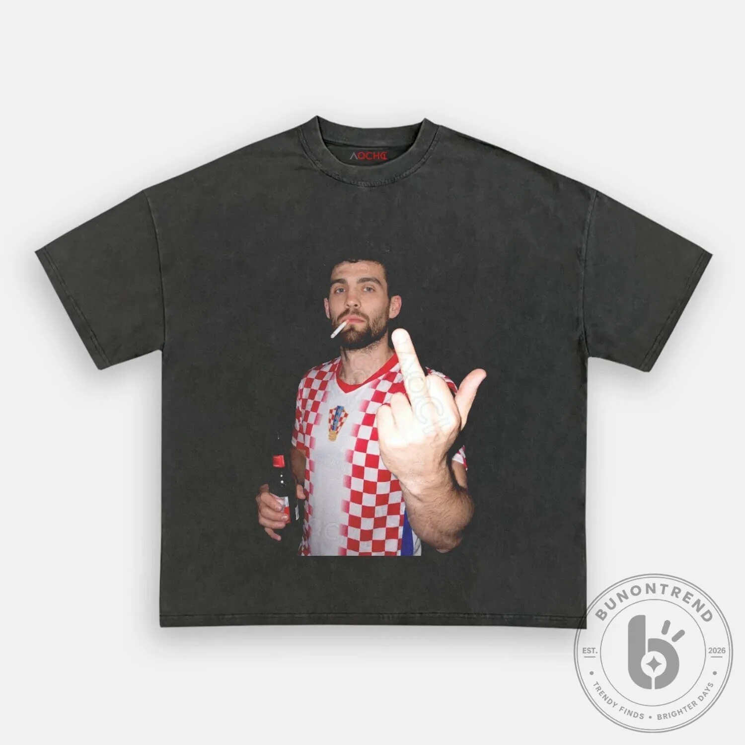 Croatia Football Player Middle Finger Graphic T-Shirt