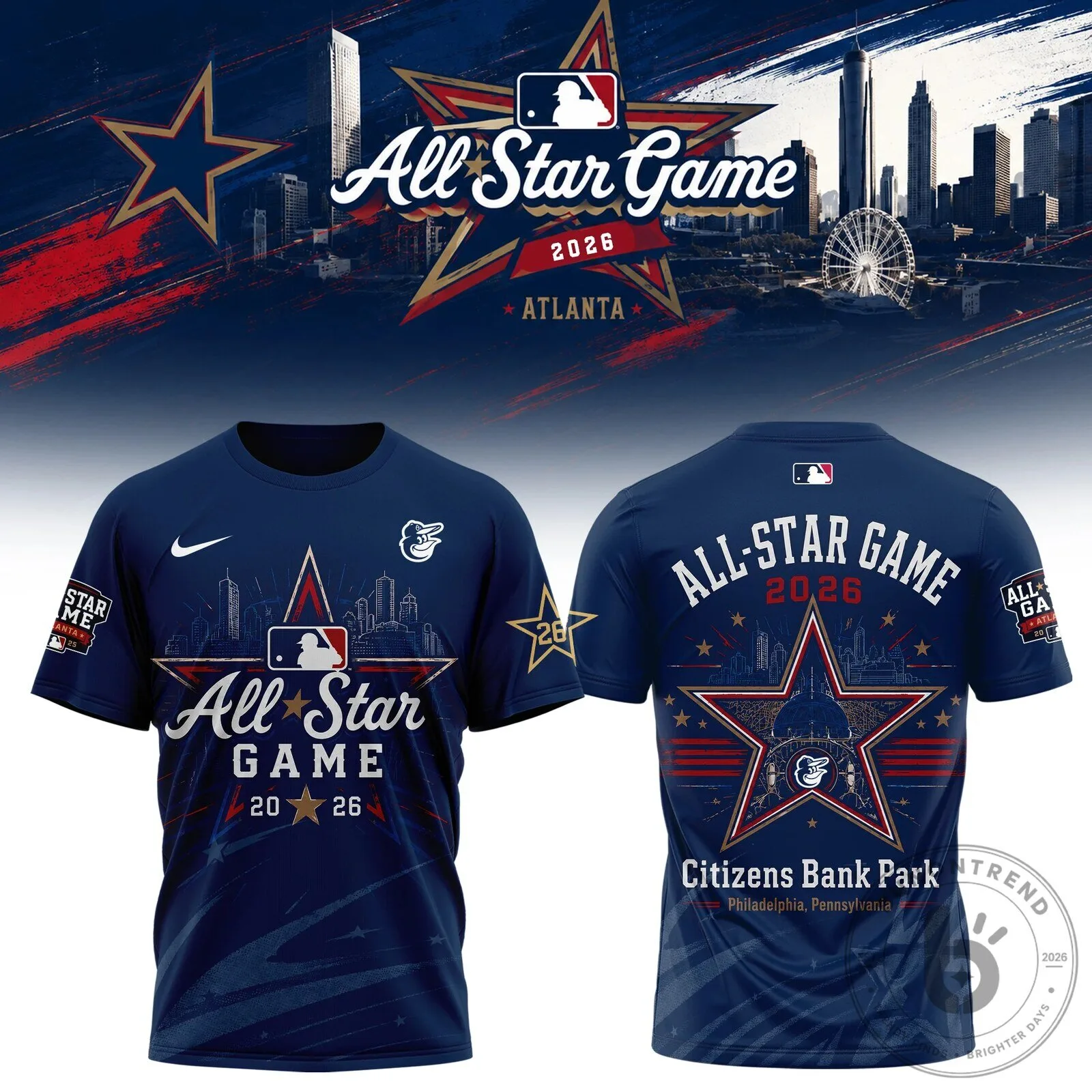 Baltimore Orioles Major League Baseball All-Star Game 2026 Atlanta Navy T-Shirt